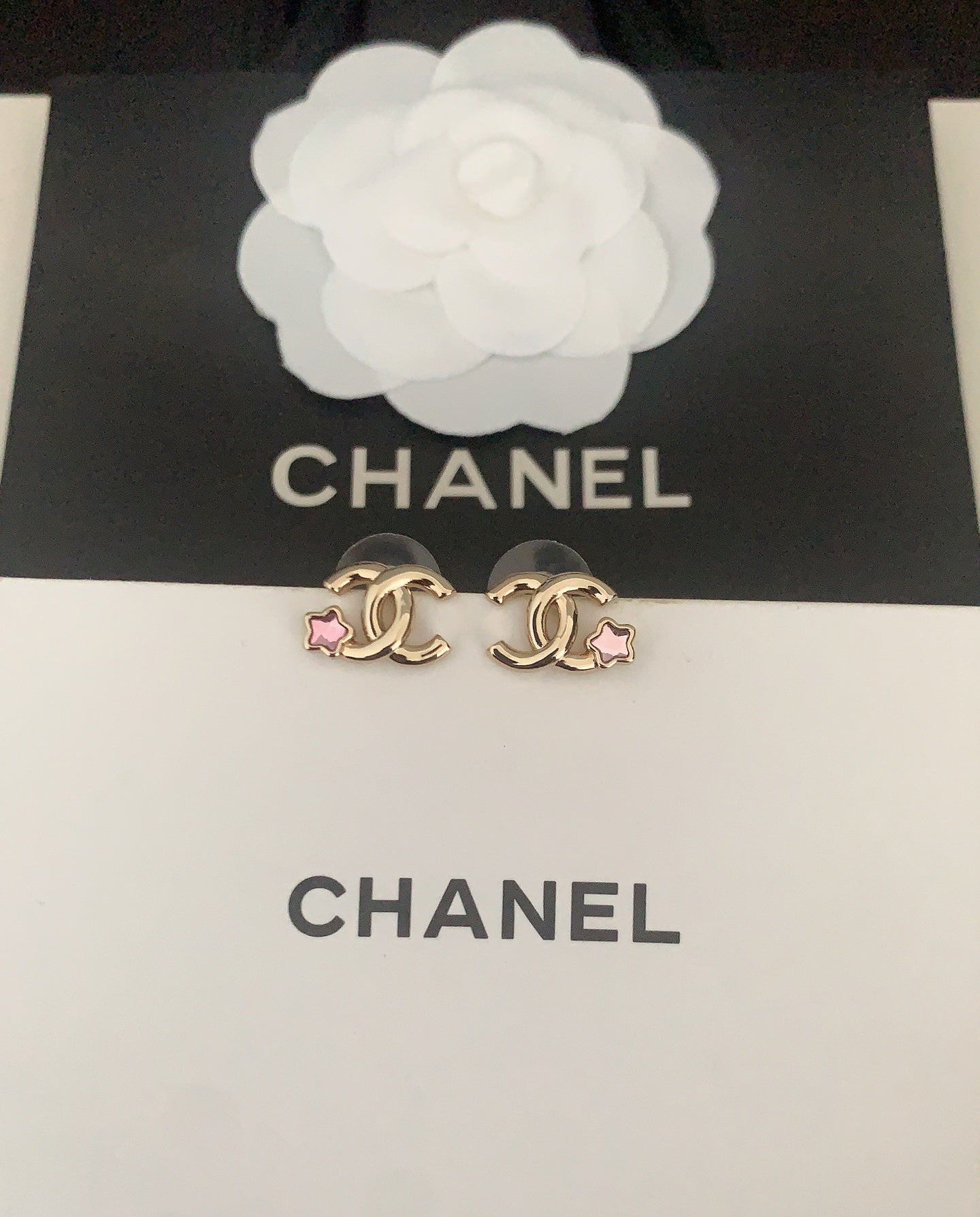 CC Latest Pink Five Pointed Star Gold Earrings