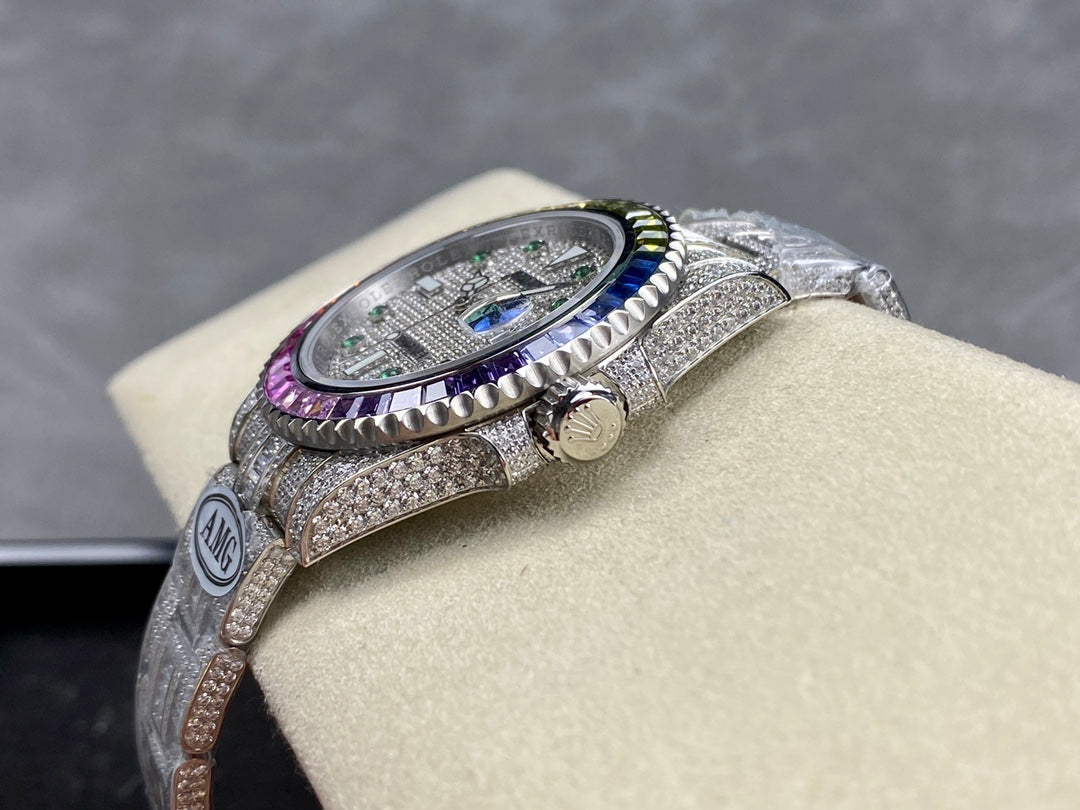 Rolex Submariner Date Rainbow Green Full Diamond