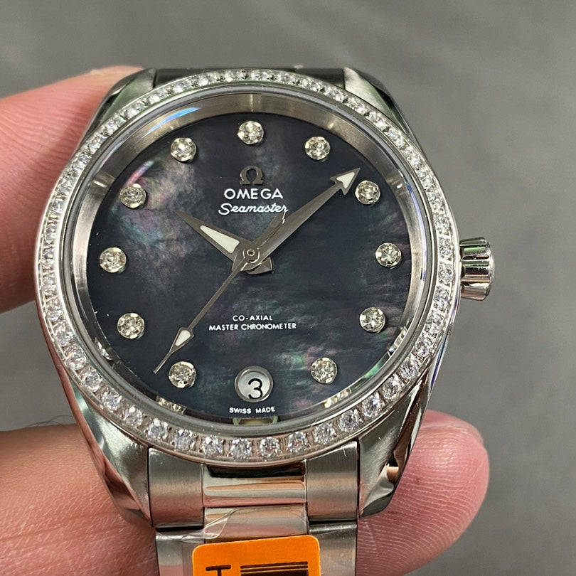 Omega Seamaster 34mm Diamond Mother Of Pearl Dial