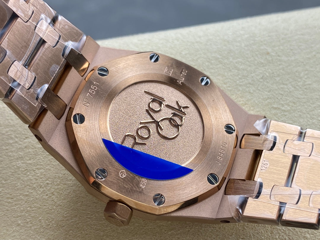 Audemars Piguet Royal Oak Lady 33mm Rose Gold Brown Dial Diamond Bezel