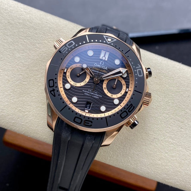 Omega Seamaster Diver 300M Co-Axial Master Chronometer Chronograph 44mm Black Rubber