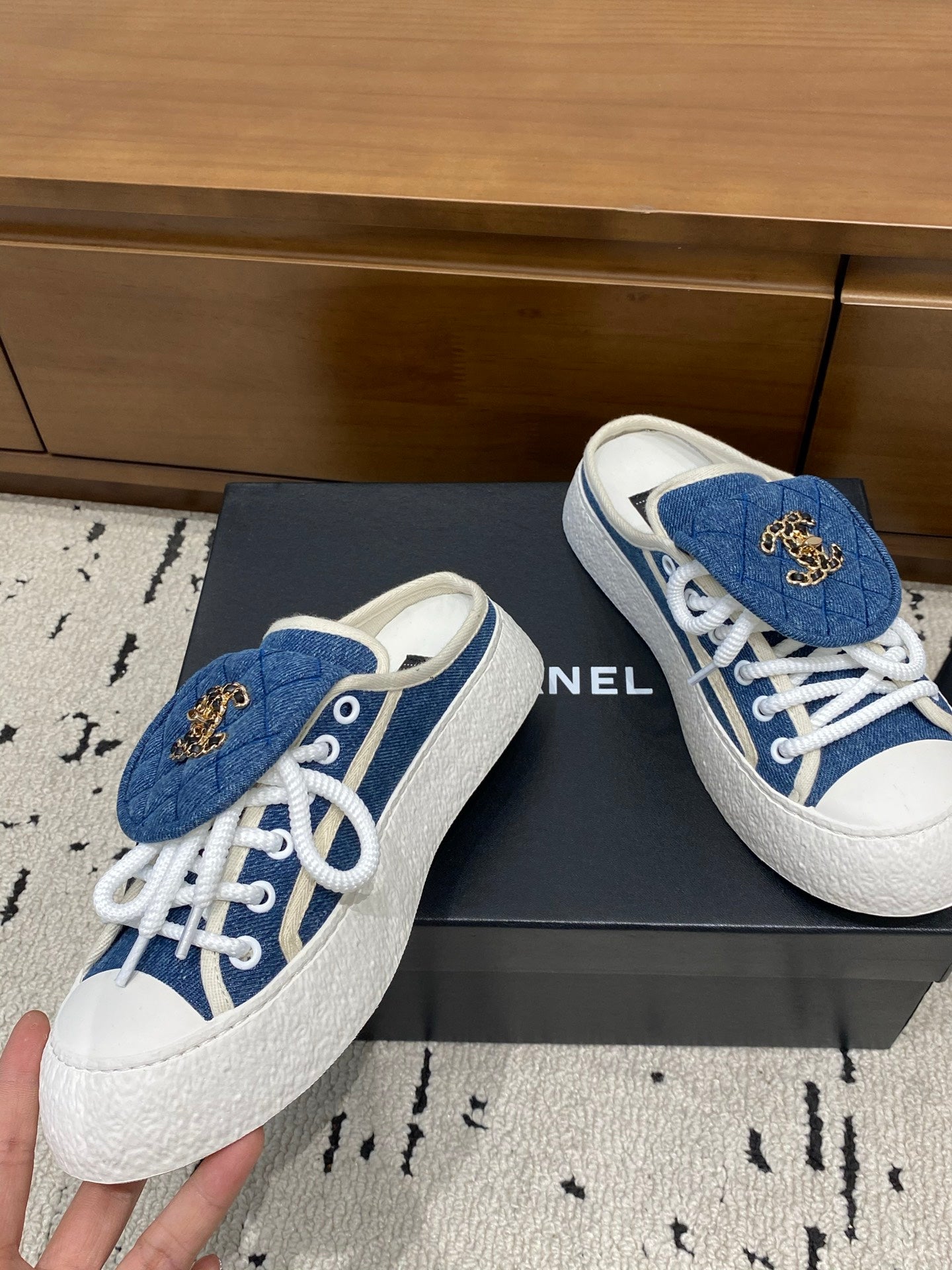 Chanel 2026 Platform Mule Sneakers Canvas Leather 790071