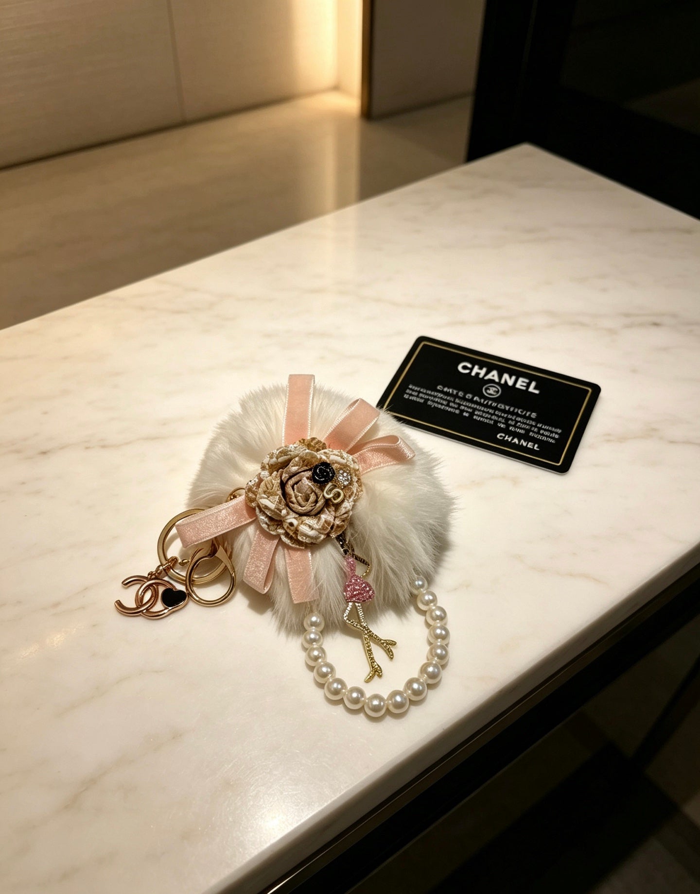 Chanel Faux-fur Pom-pom Bag Charm