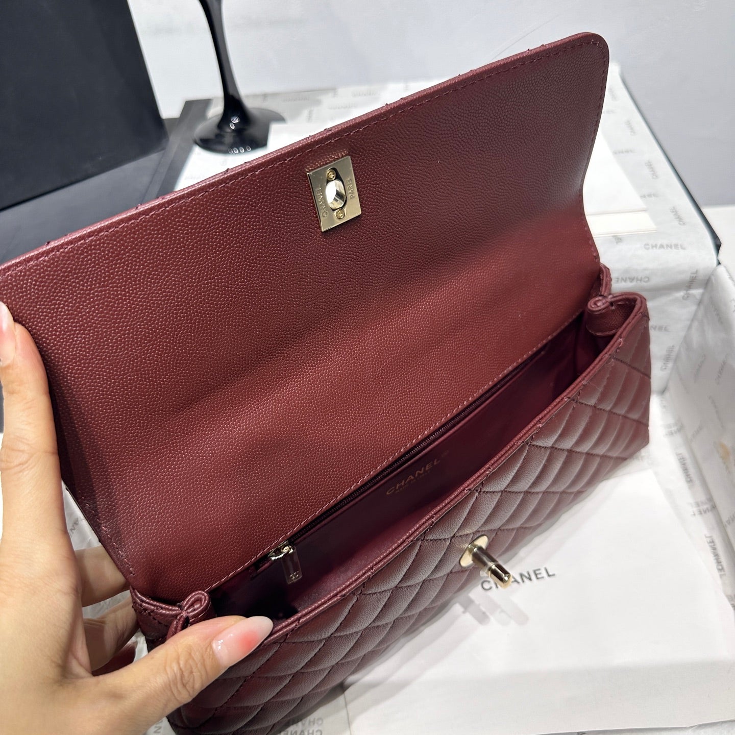 Chanel 2026 Coco Handle Bag 32cm Burgundy Caviar Calfskin 348822