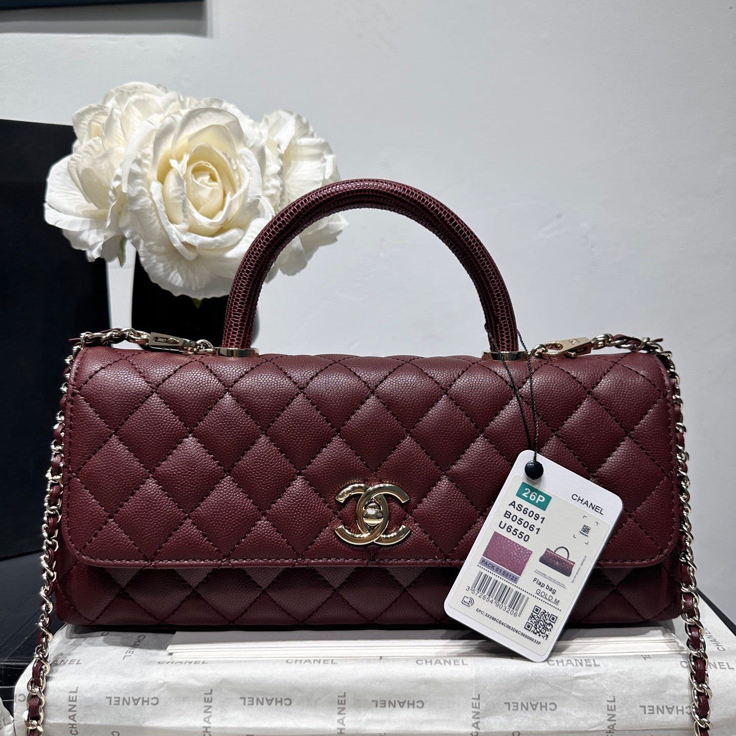 Chanel 2026 Coco Handle Bag 32cm Burgundy Caviar Calfskin 348822