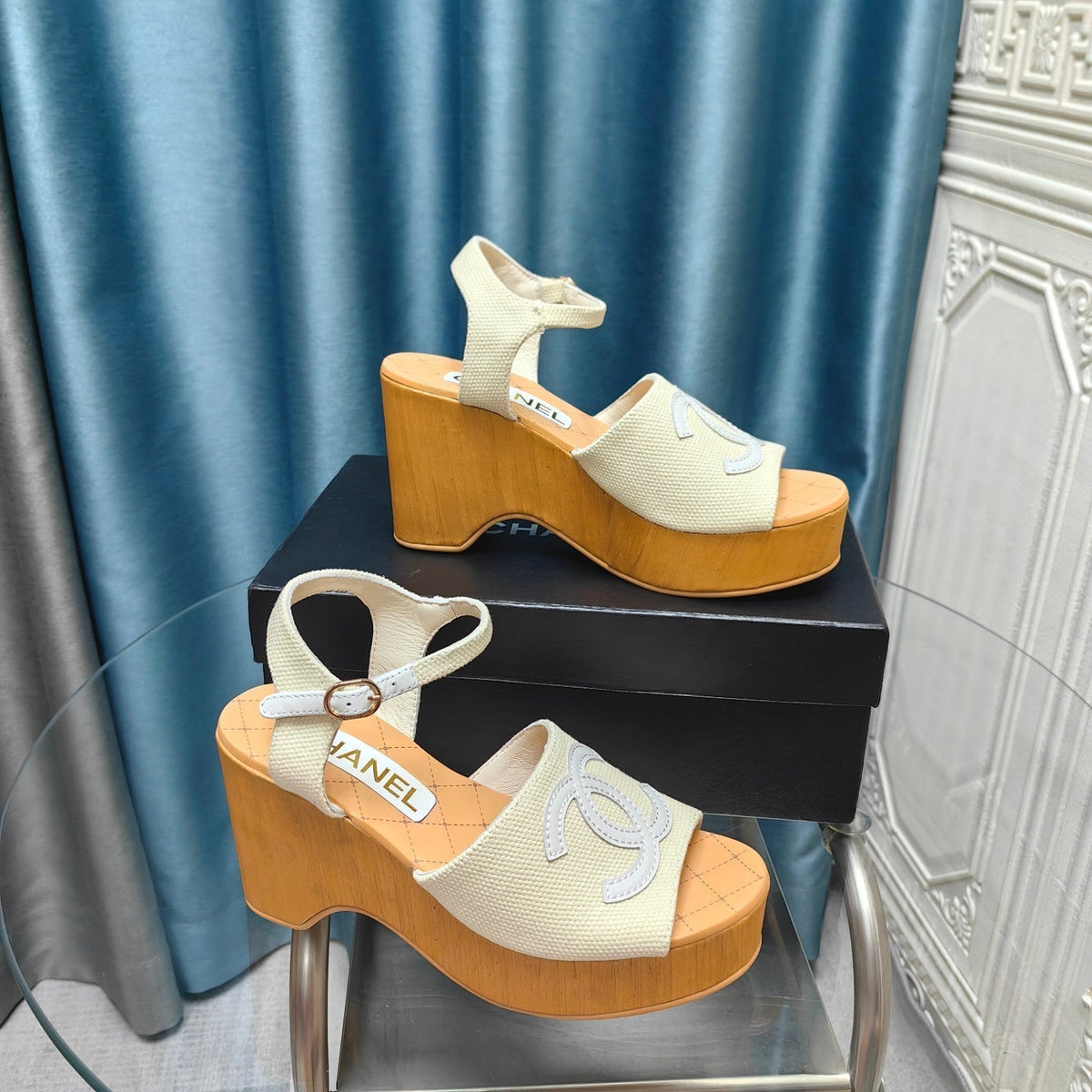 cc platform white satin
