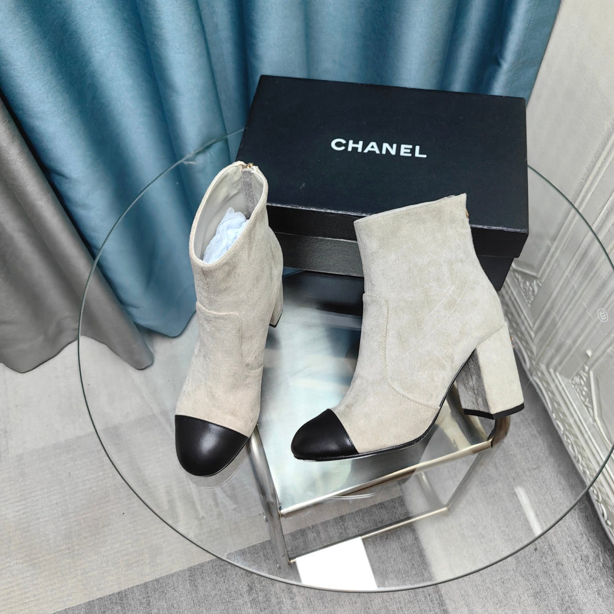 CC Ankle Boots 70mm White Suede