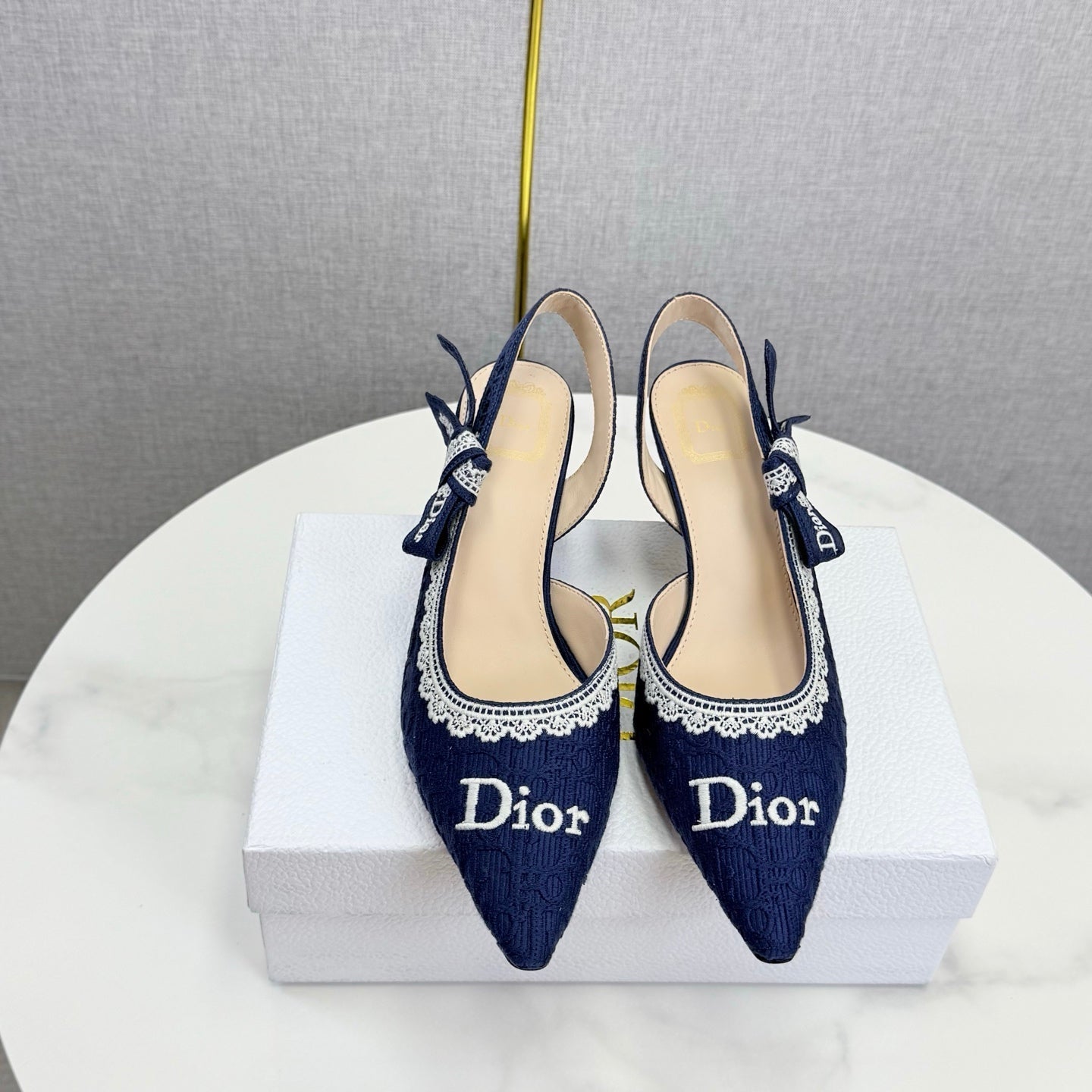 CD 26 Embroidered Slingback 65 Dark Blue Canvas 620368