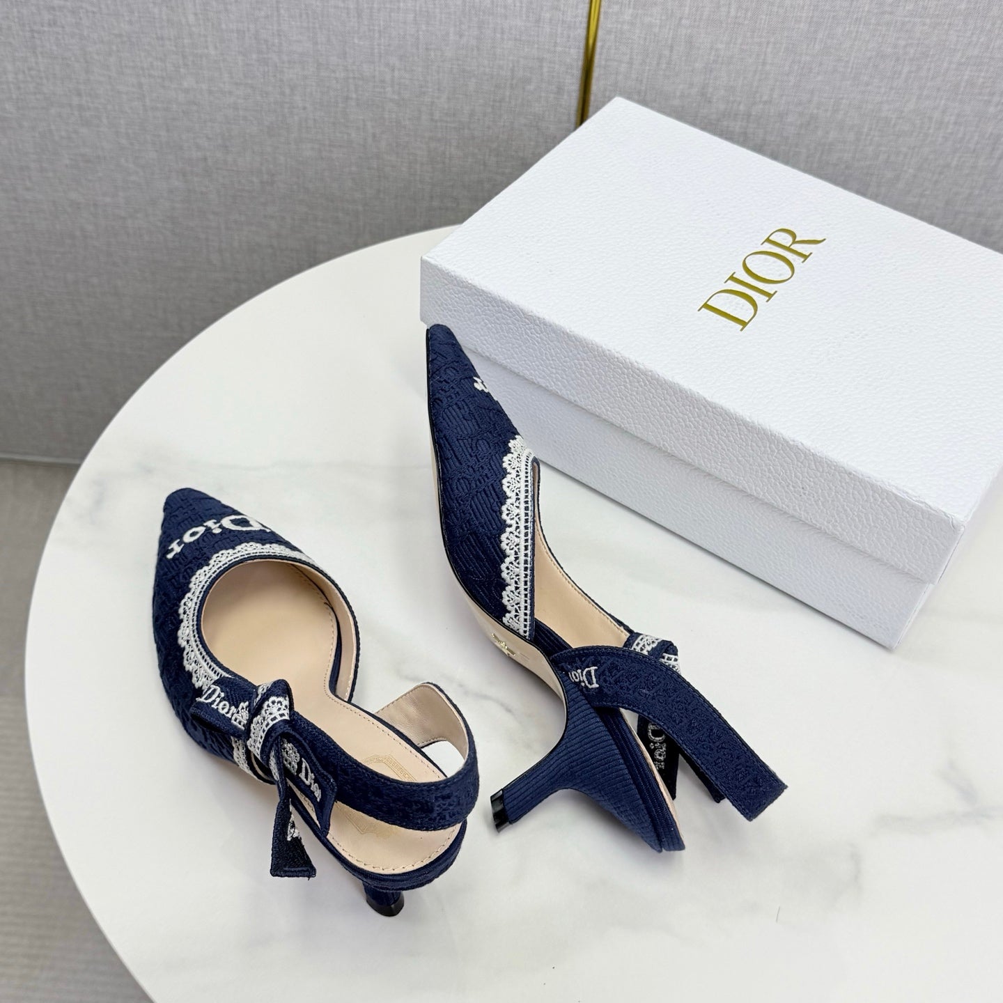 CD 26 Embroidered Slingback 65 Dark Blue Canvas 620368
