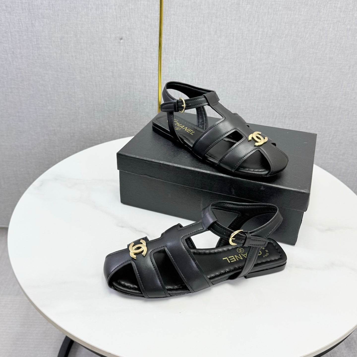 Chanel 2026 Double C Cutout Roman Flat Sandal Sheepskin 904596