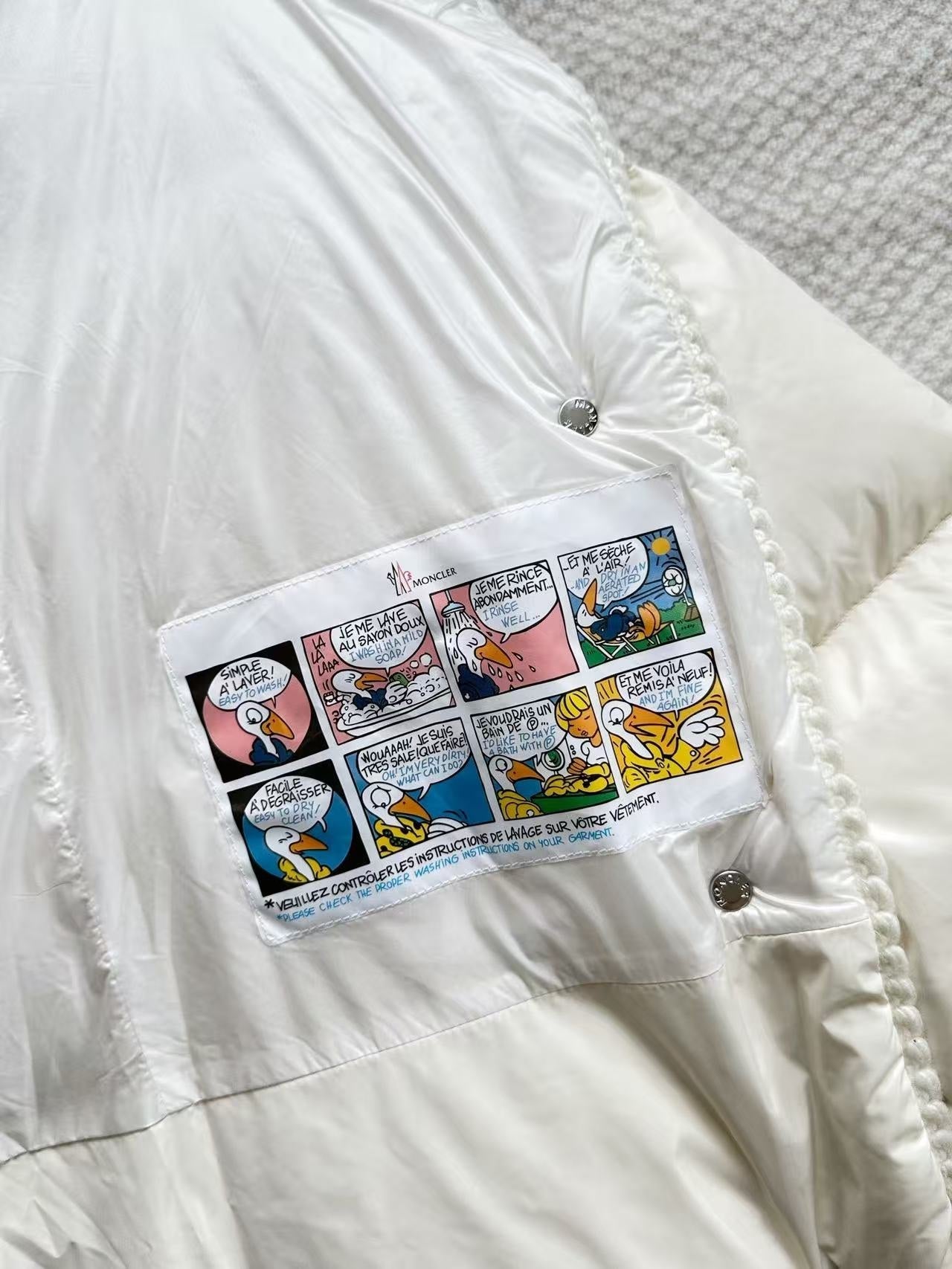 MC 2025 Hooded Down Jacket White Nylon Fabric
