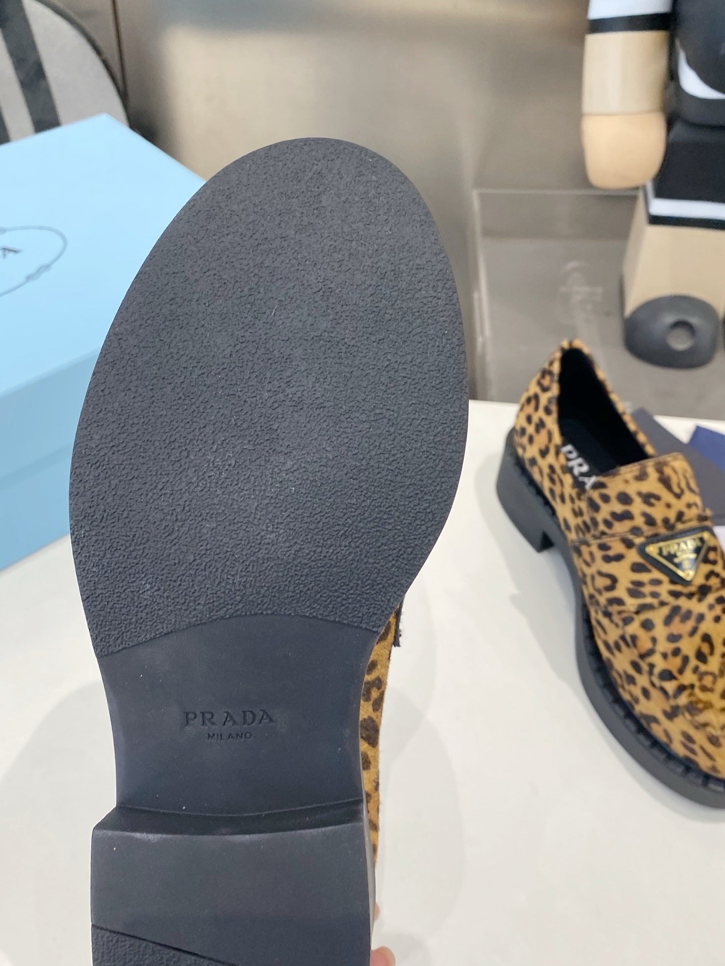 PRA 26S Platform Loafers Black Brown Leopard Leather 628562