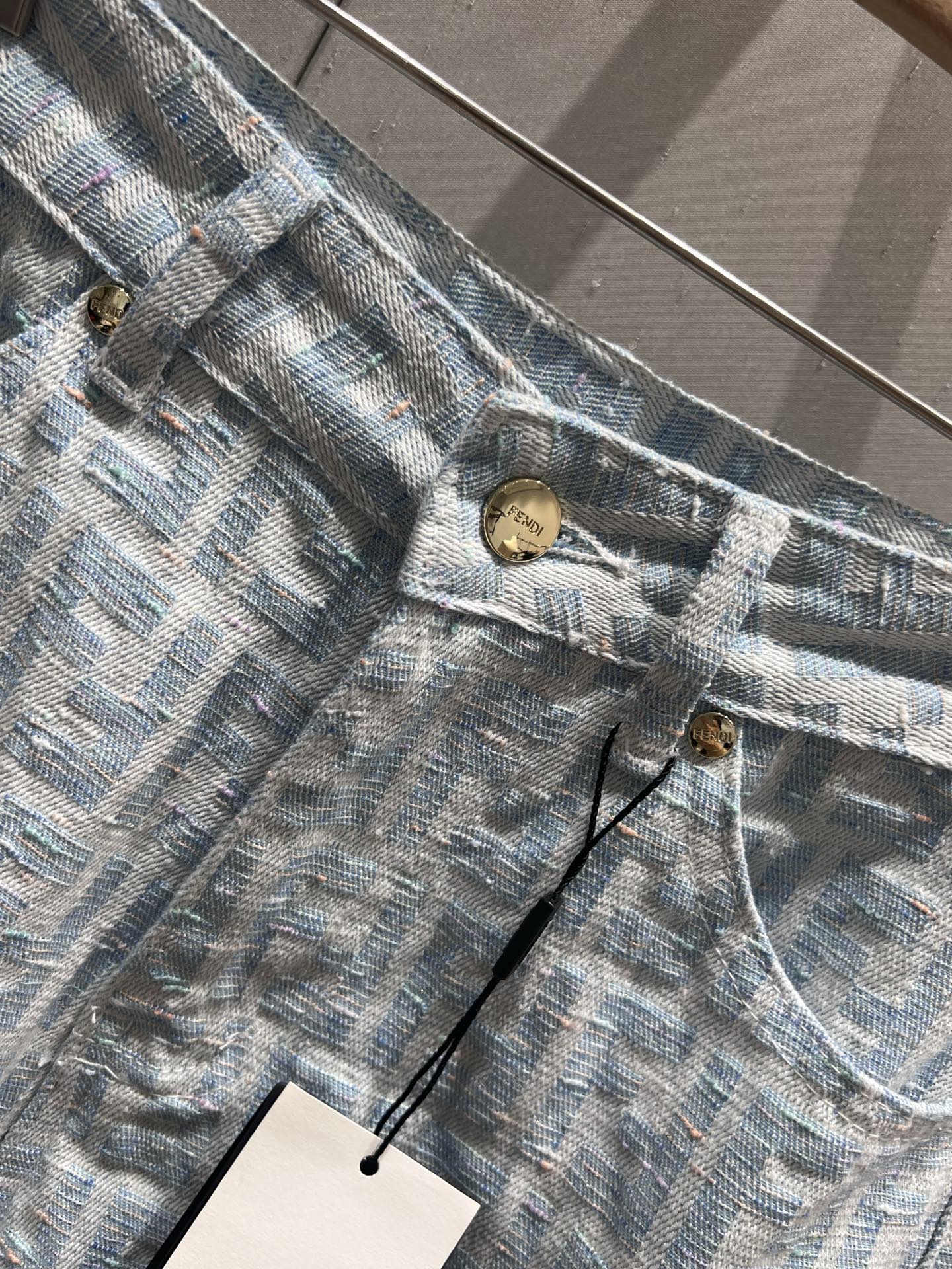 Fendi 25 Denim Short Light Blue Cotton 212681