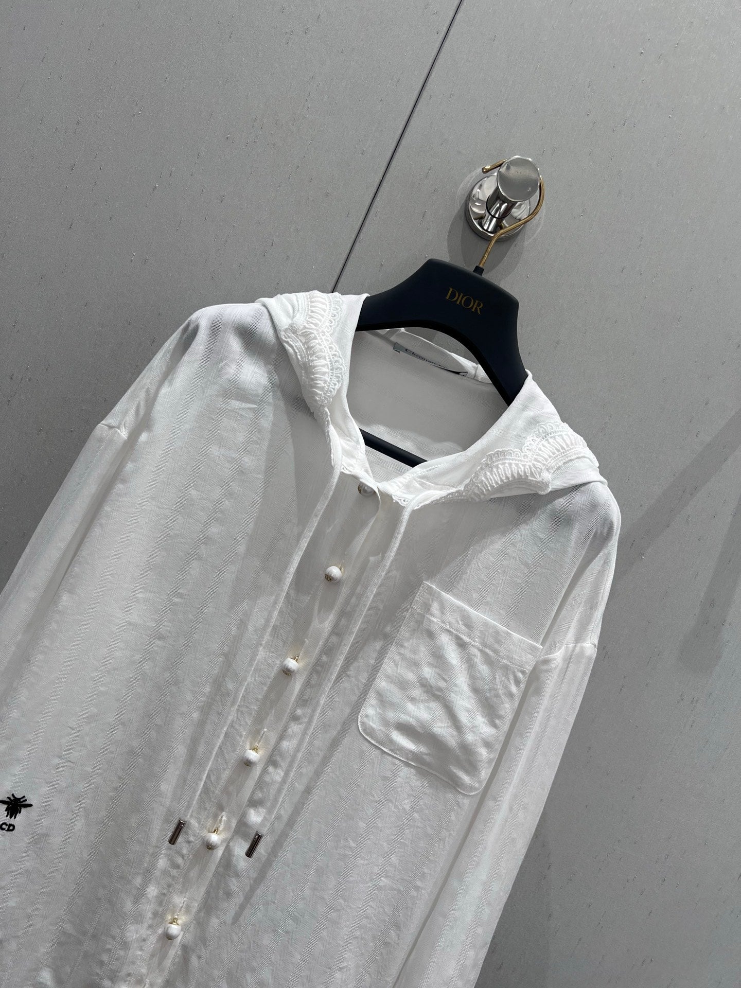 CD 25 Lace-trimmed Hooded Cardigan White Cotton 213817