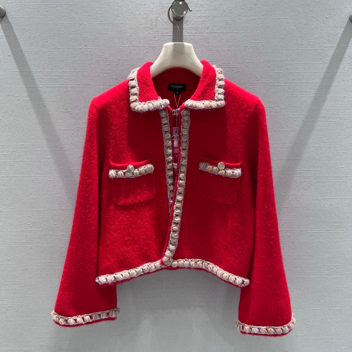 CC 26 Short Jacket Red White Wool 340296