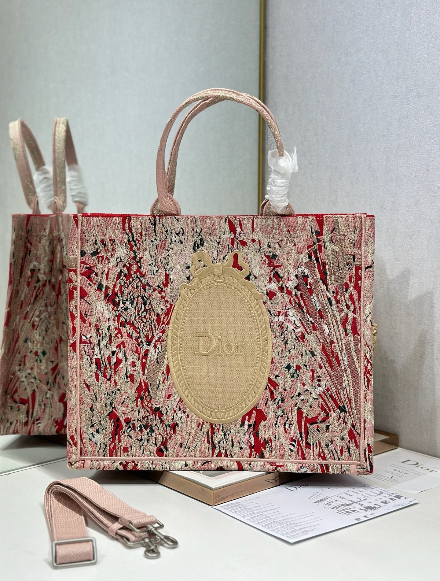 Dior 2026 Book Tote Bag Red mix colors Canvas 289525