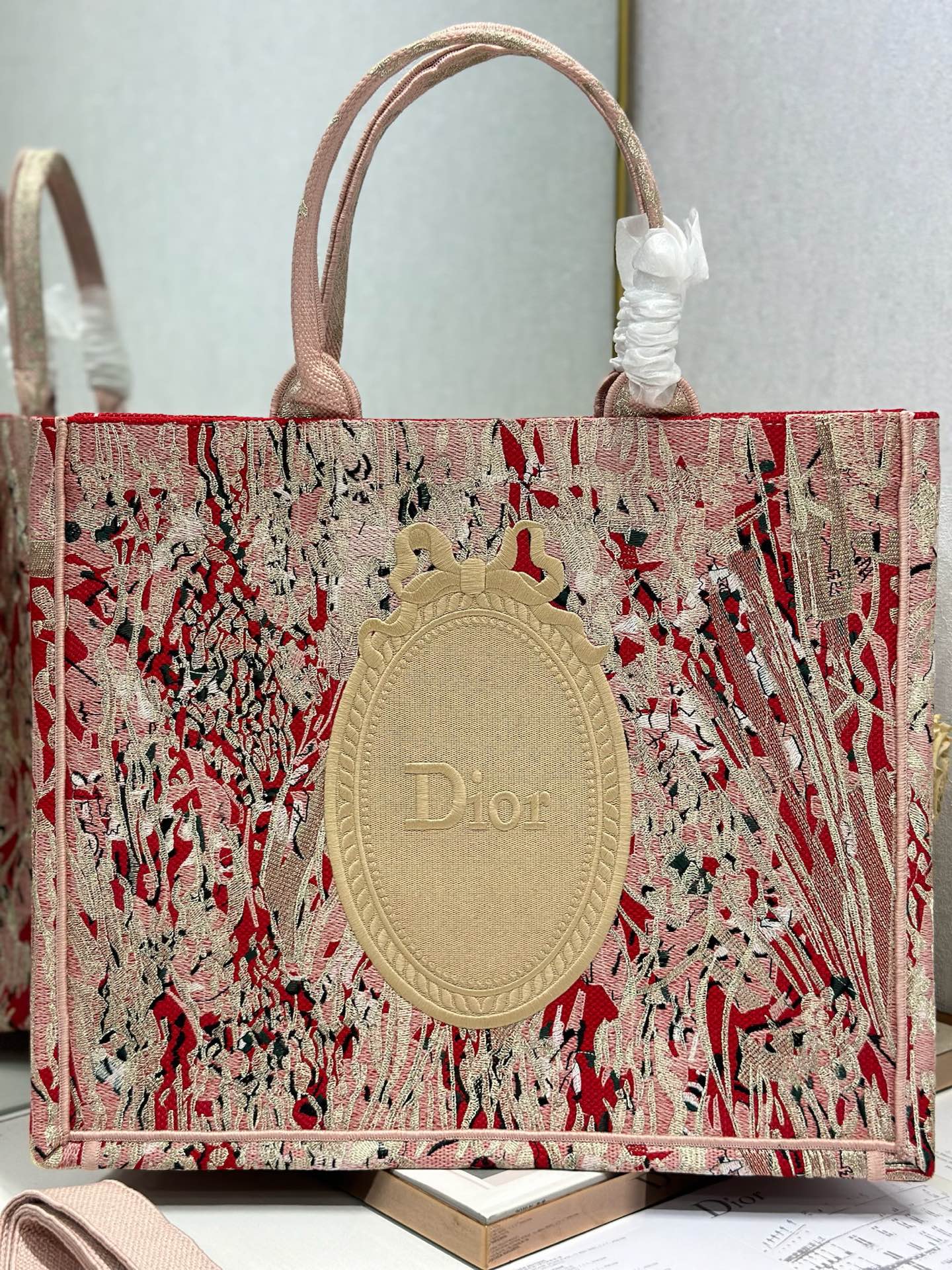 Dior 2026 Book Tote Bag Red mix colors Canvas 289525