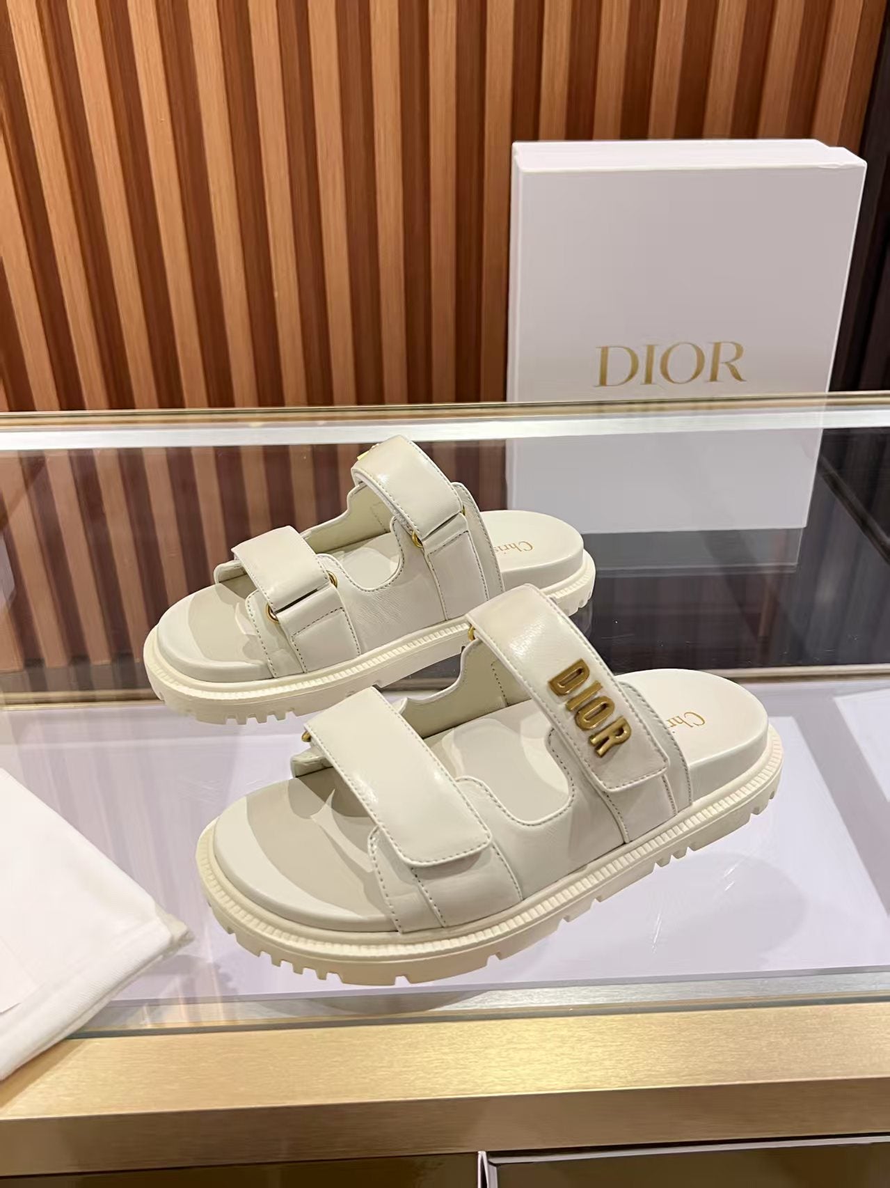 CD Dioract Slide Lambskin and Canvas 242450