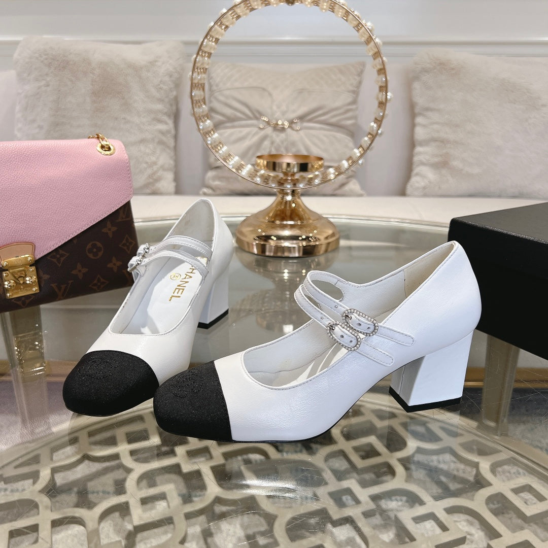 mary janes 60 double buckle white calfskin black grosgrain