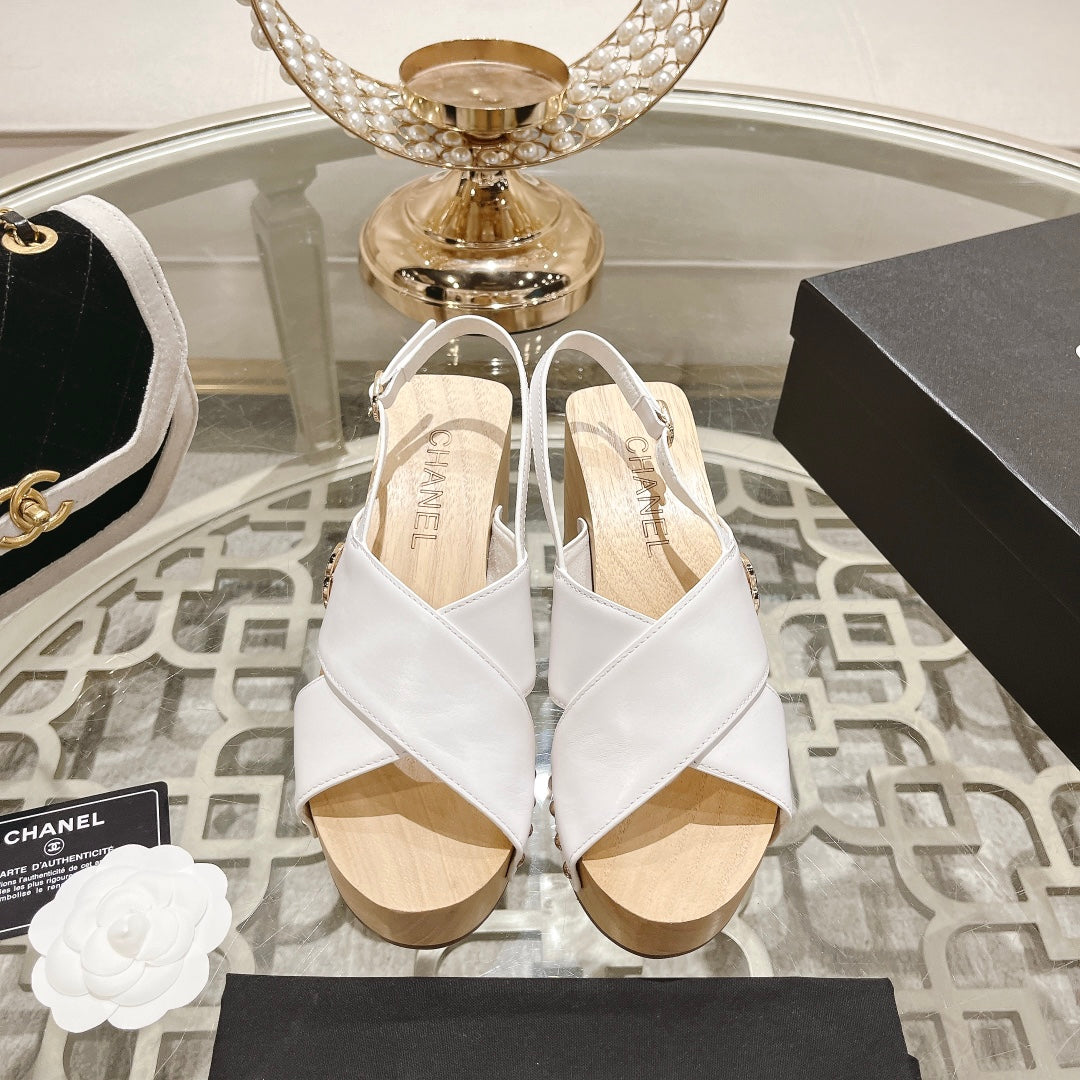 platform sandal 90 cross white calfskin