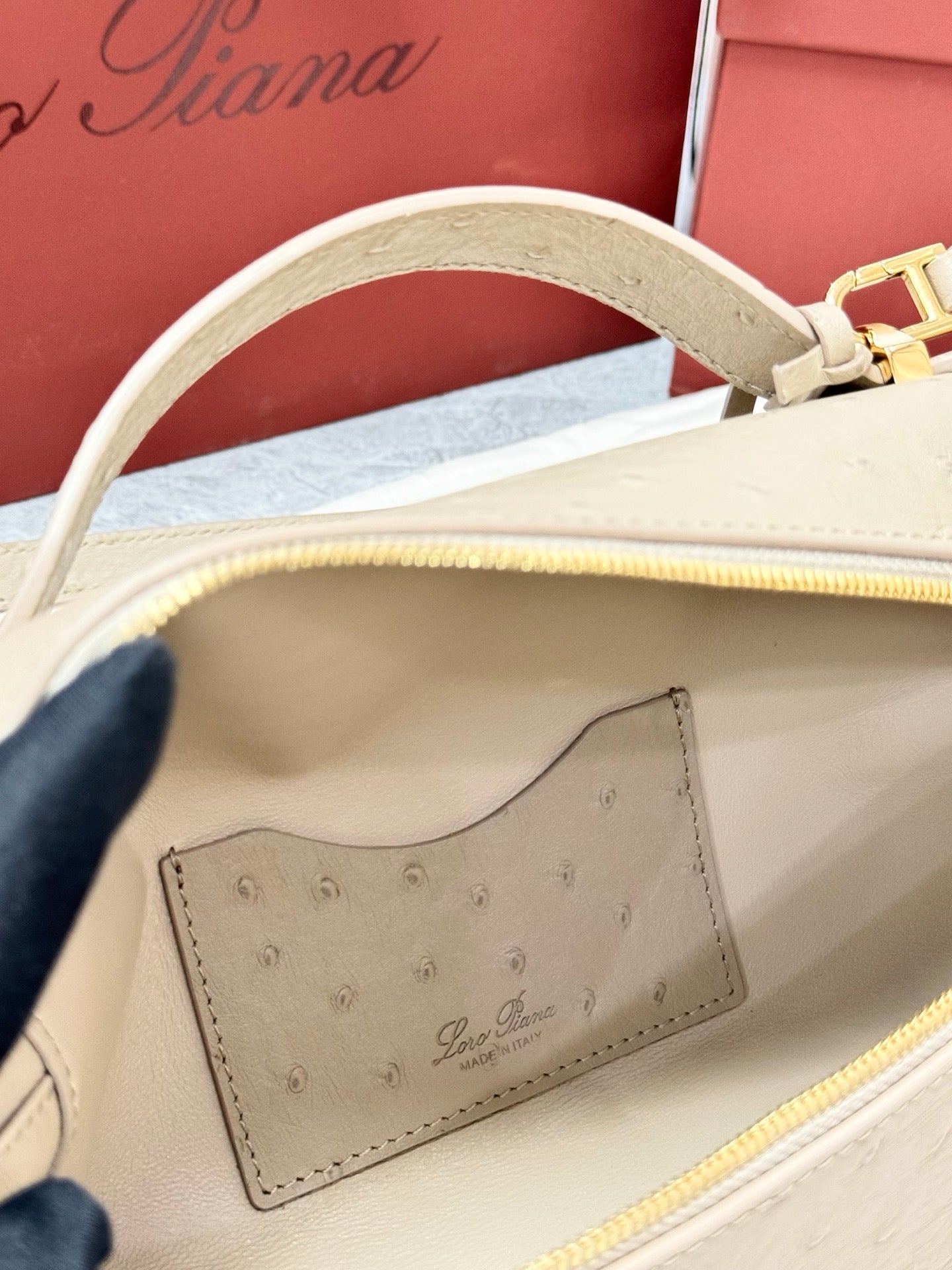 LP 2026 Extra Bag L23 Ostrich Leather With Gold Hardware