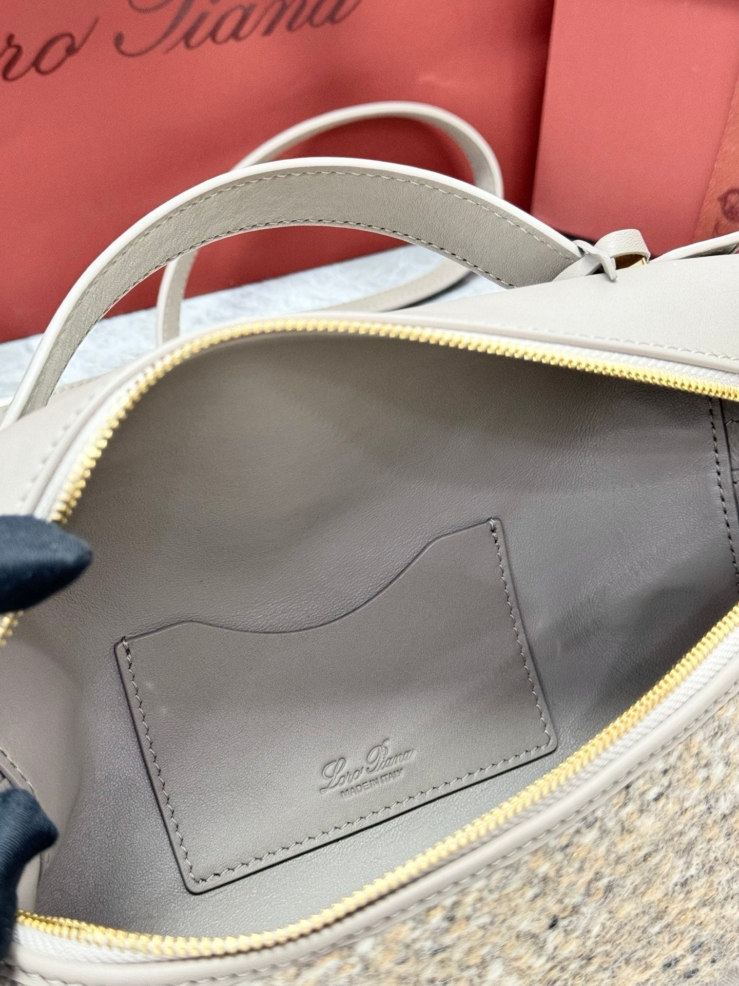 LP 2026 Extra Bag L23 Cream White mix Mild Brown Wool Leather