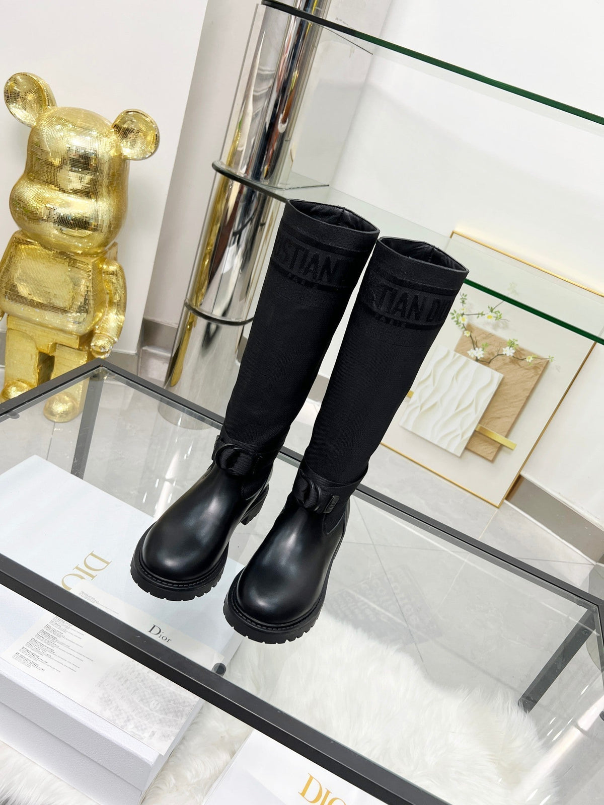 D-Major Boot In Black Stretch Wool And Lambskin 107721