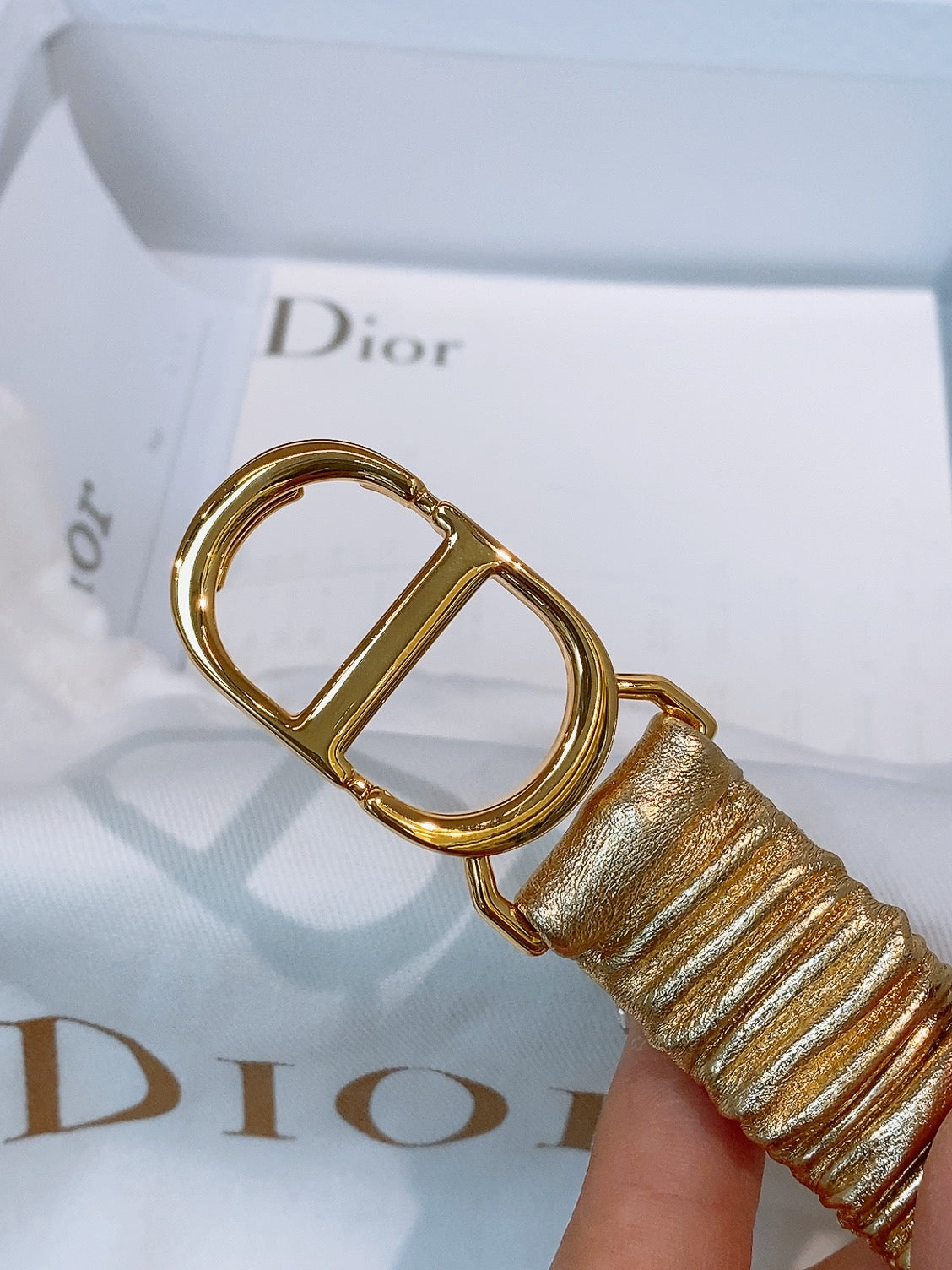 Dior Ruffled Belt 20mm Lambskin 201208