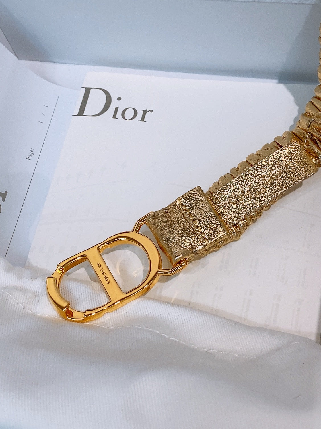 Dior Ruffled Belt 20mm Lambskin 201208