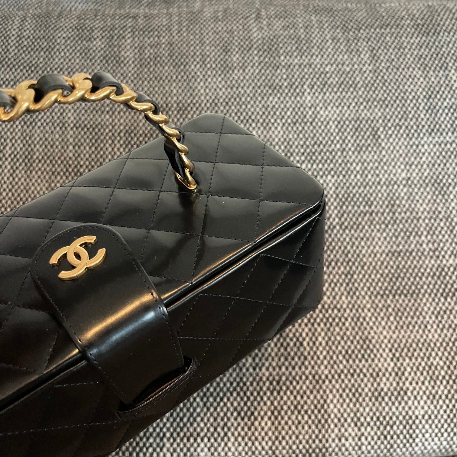Chanel 2026 Vintage Large Rectangular Box Vanity Case 22cm Patent Calfskin