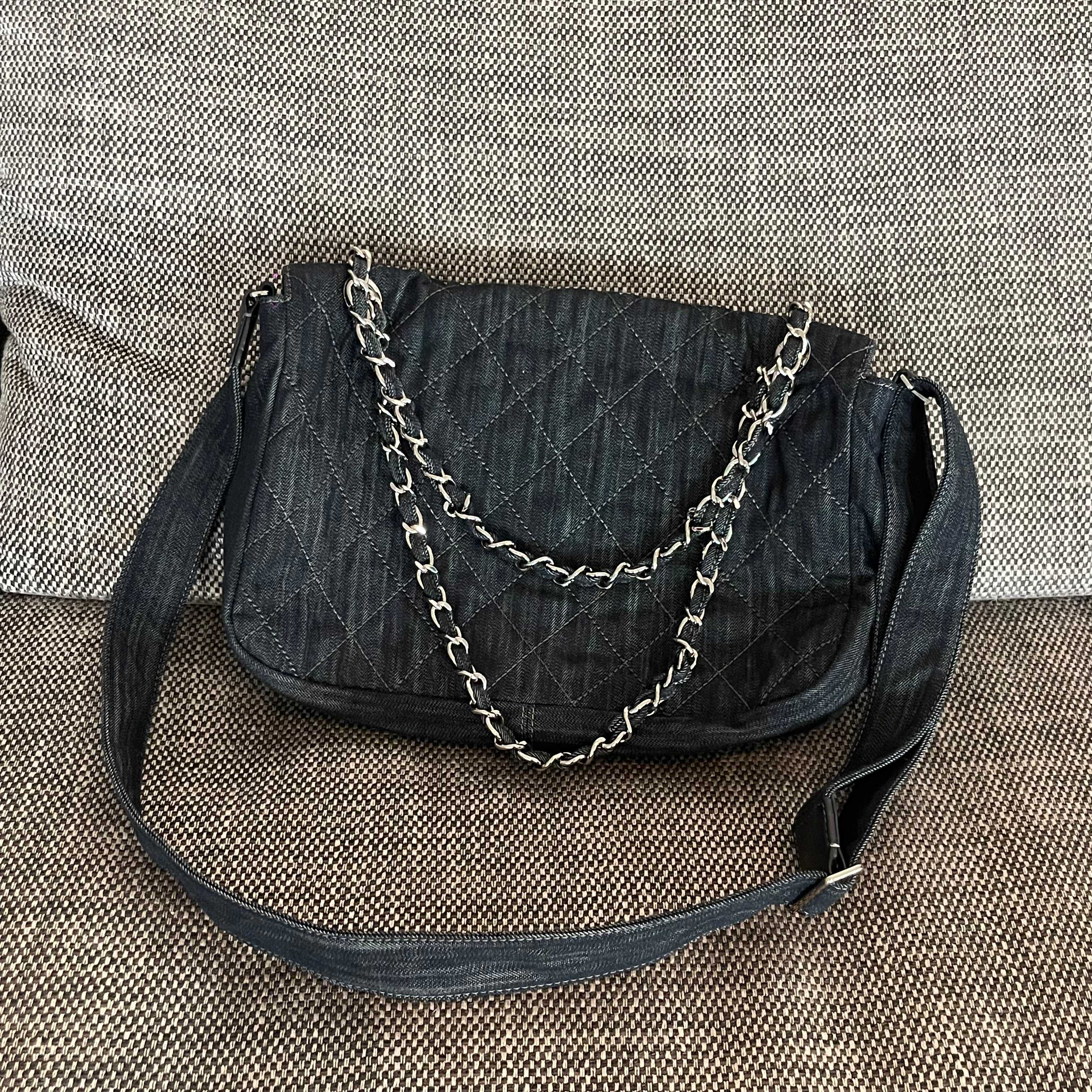 Chanel 2026 Stretch Spirit Messenger Bag Black Denim