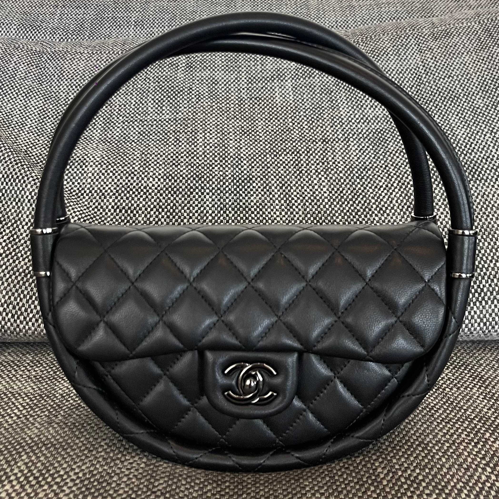 Chanel 2026 Hula Hoop Bag 24cm Black Quilted Lambskin