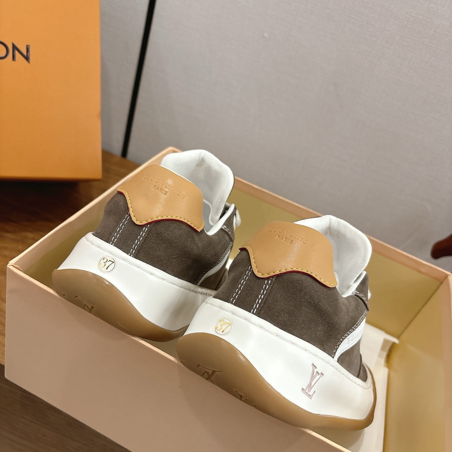 LV 2026 Tilted Sneaker Brown Suede Leather 594931