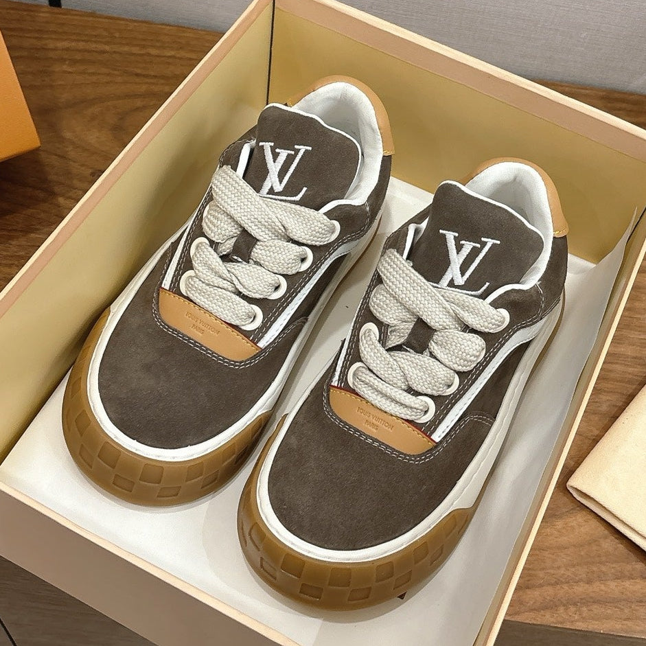 LV 2026 Tilted Sneaker Brown Suede Leather 594931