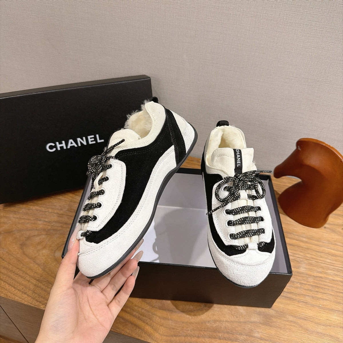 Chanel 2026 Panda Sneakers Suede Wool 196210