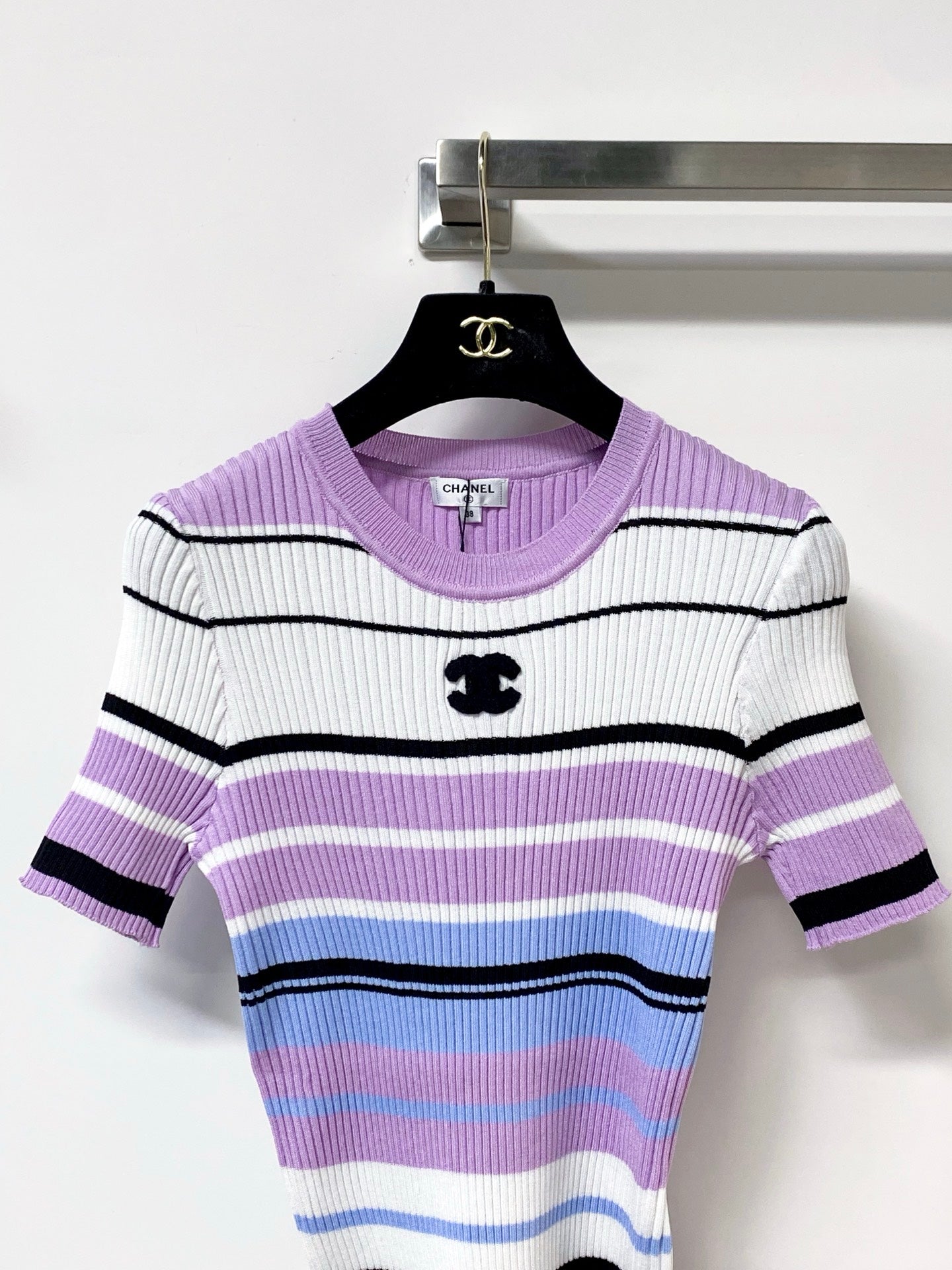 Chanel 2026 Strips Short-Sleeve Shirt Acrylic 278214