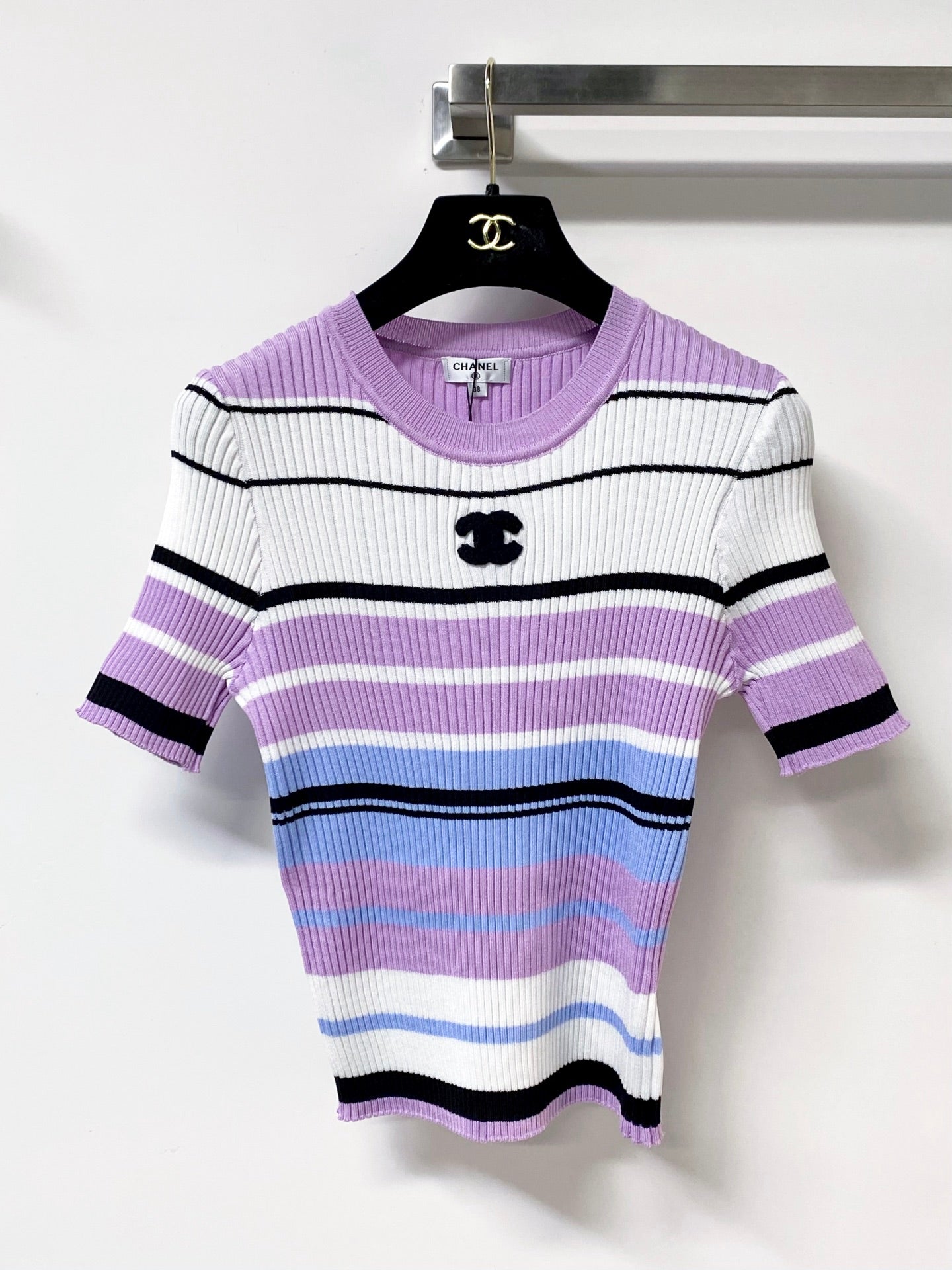 Chanel 2026 Strips Short-Sleeve Shirt Acrylic 278214