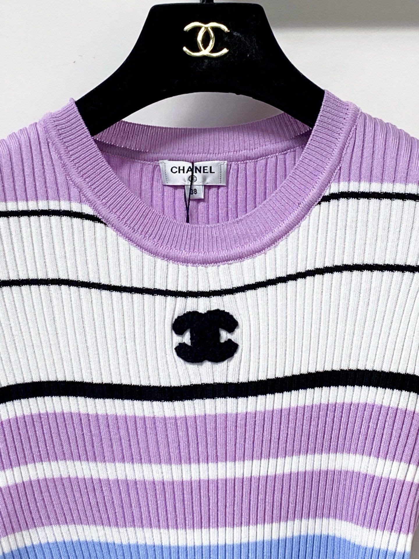 Chanel 2026 Strips Short-Sleeve Shirt Acrylic 278214