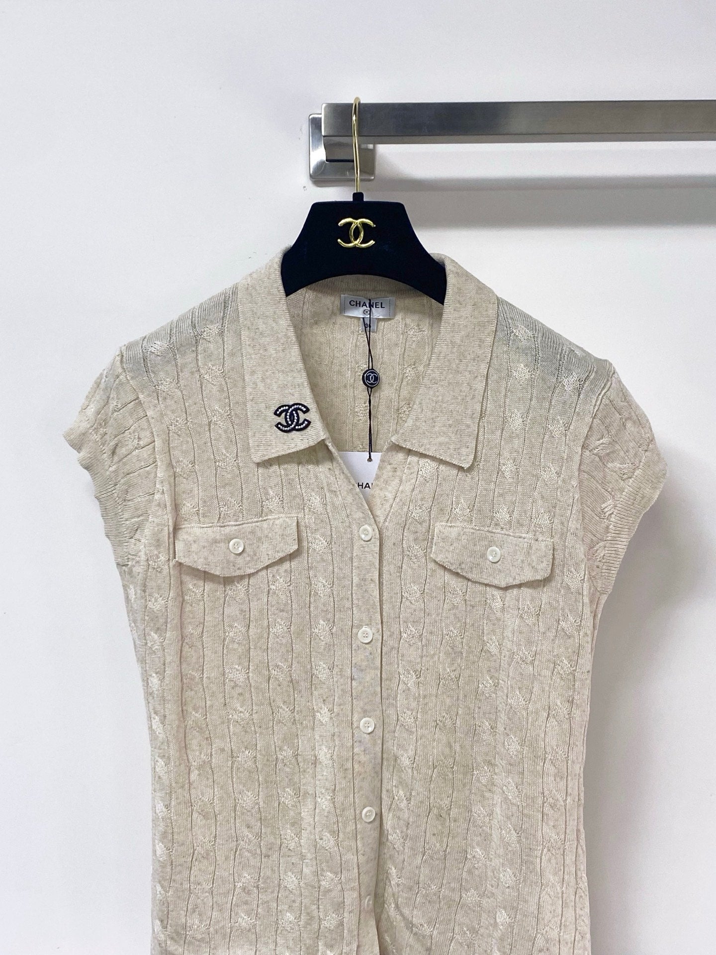 Chanel 2026 Knit Polo Vest Nitrile Cotton 375047
