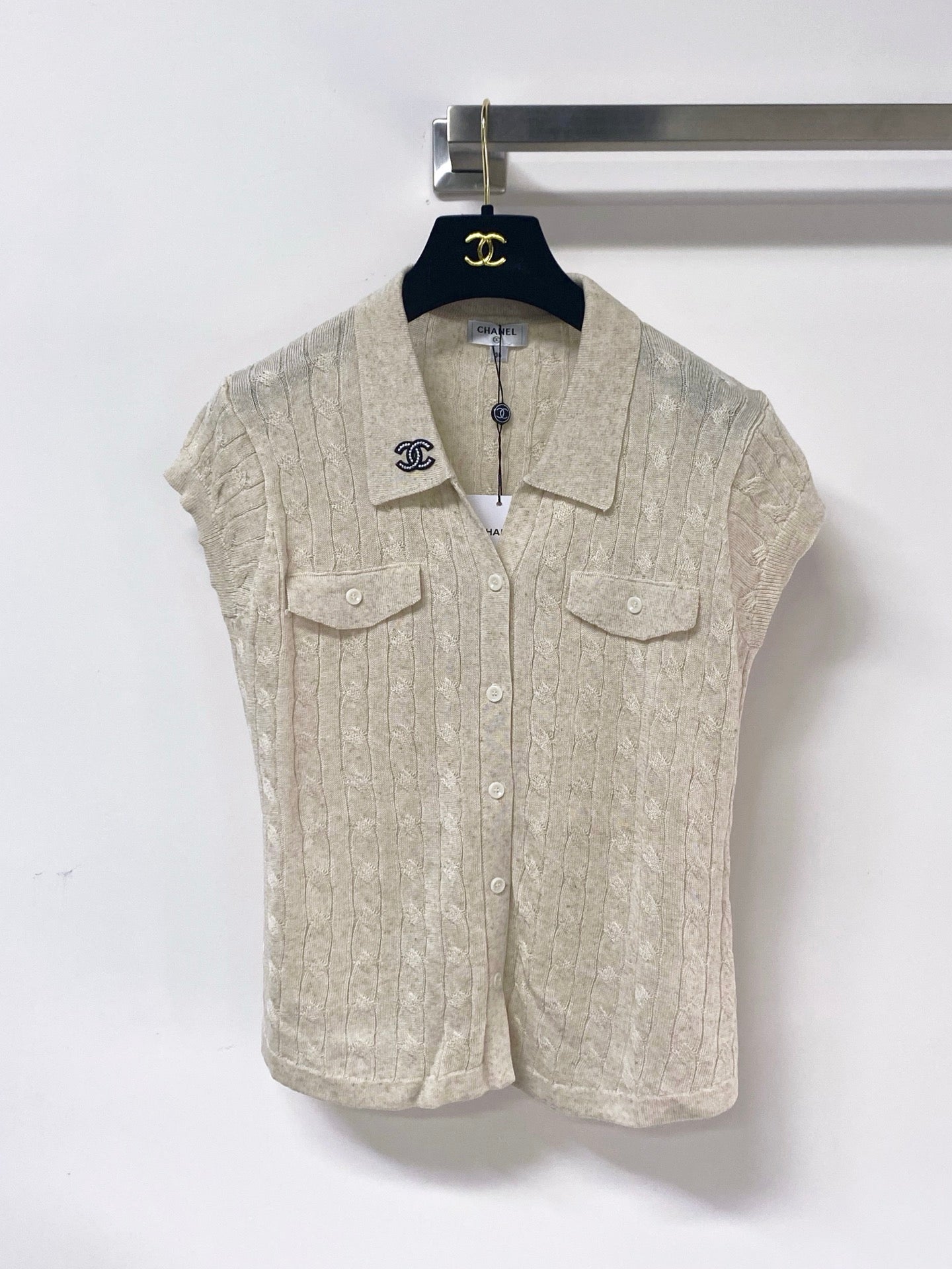 Chanel 2026 Knit Polo Vest Nitrile Cotton 375047