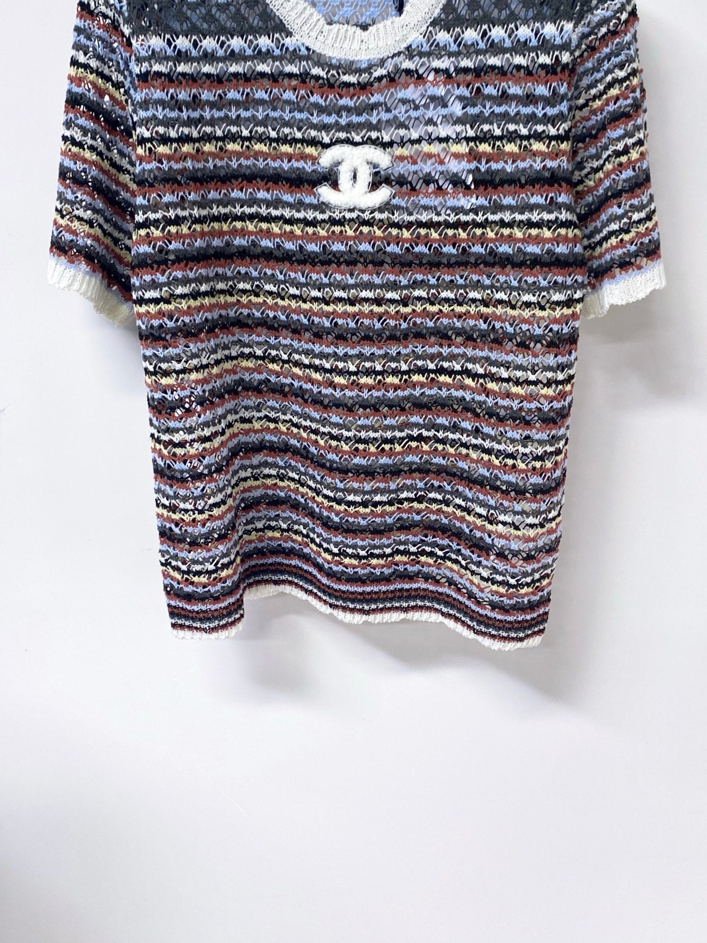 Chanel 2026 Strips Short-Sleeved Shirt Wool Laine 380254