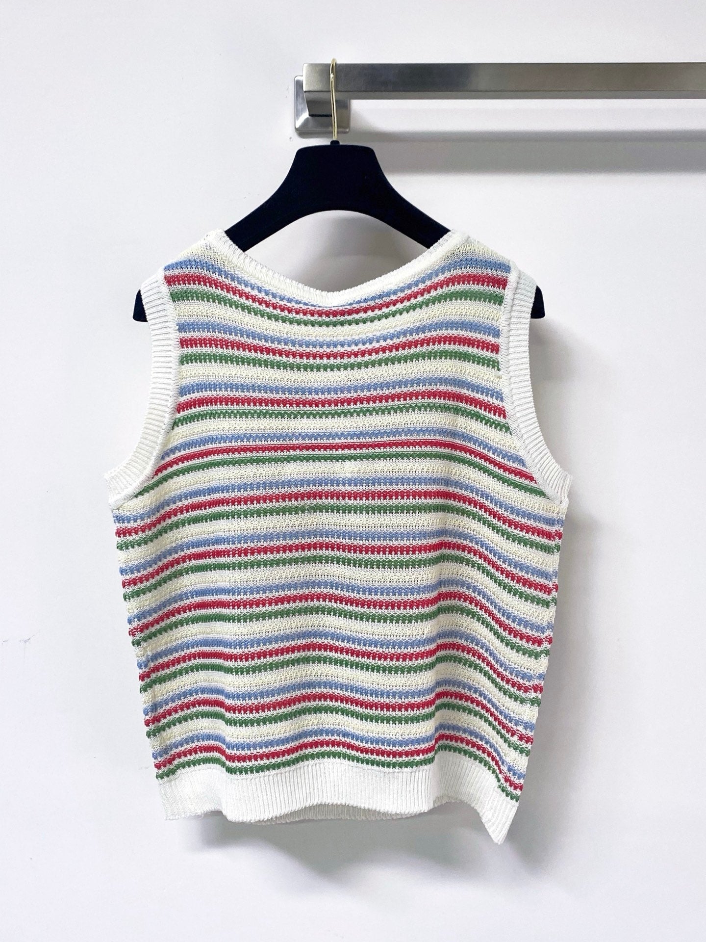 Dior 2026 Multi Color Striped Knit Vest Wool Laine 405745