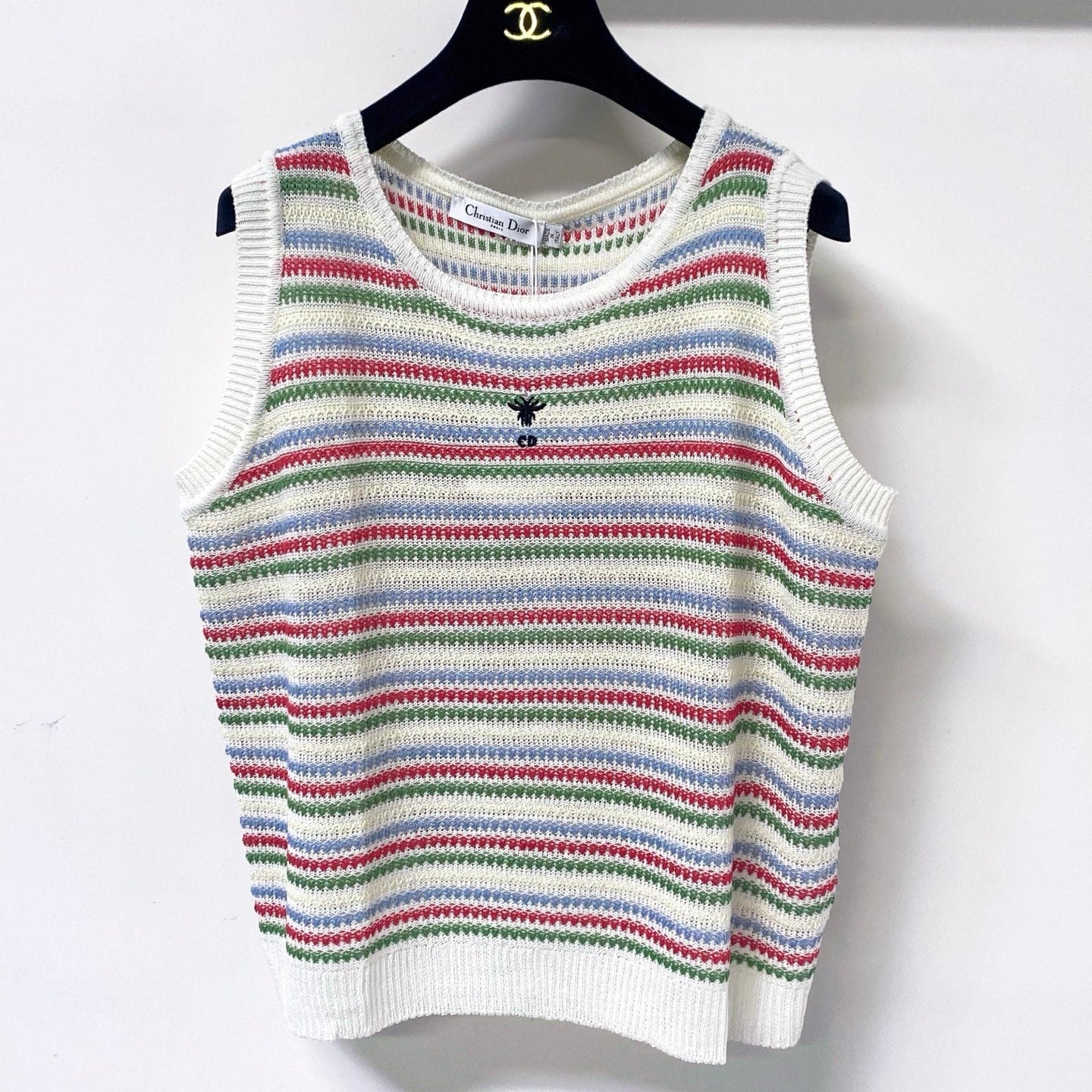 Dior 2026 Multi Color Striped Knit Vest Wool Laine 405745