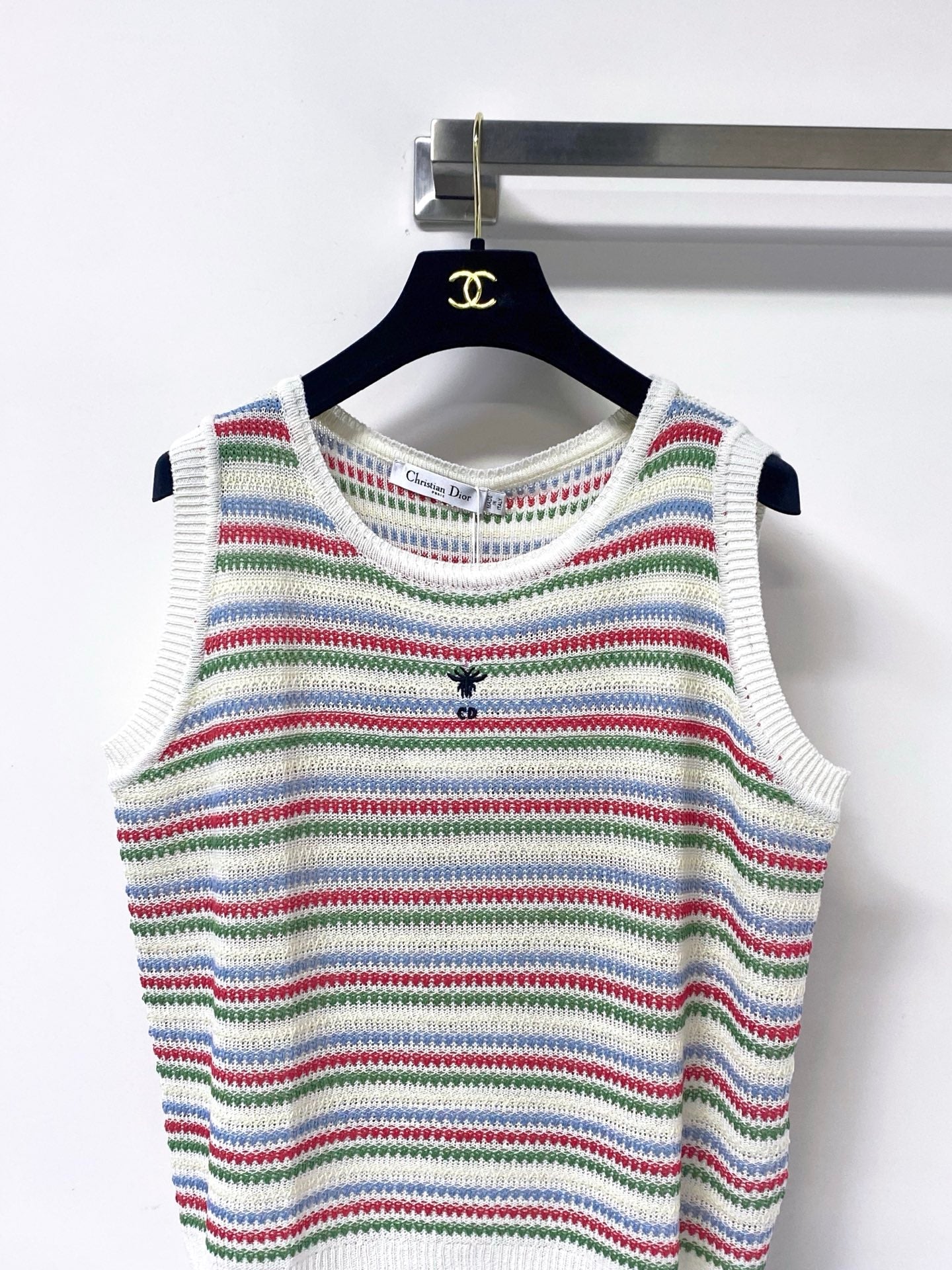 Dior 2026 Multi Color Striped Knit Vest Wool Laine 405745
