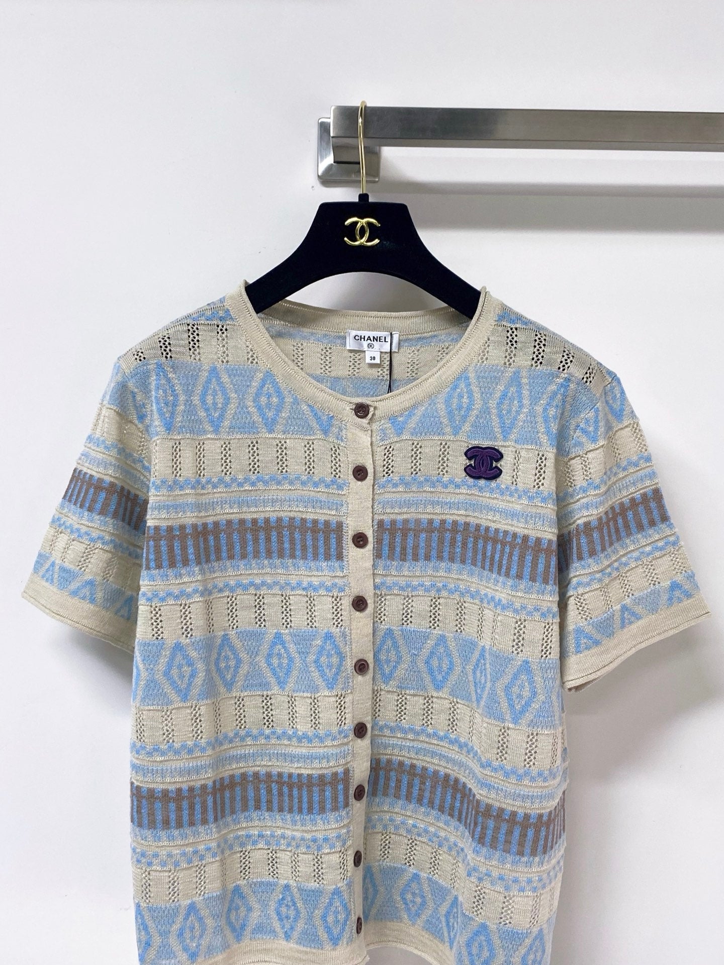 Chanel 2026 Short Sleeve Button Down Cardigan Flax Lelin 435143