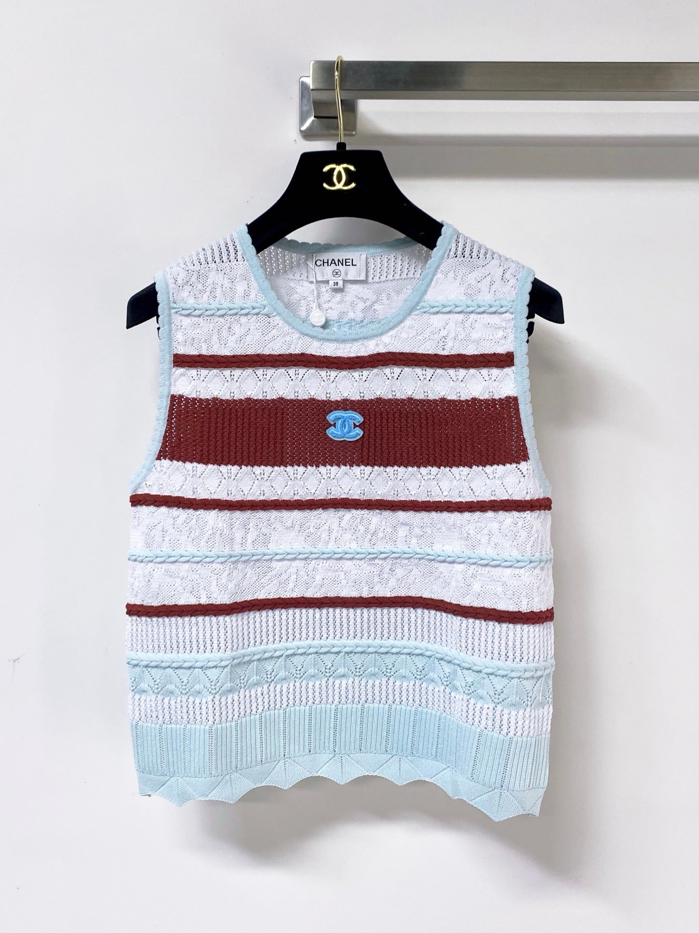 Chanel 2026 Striped Knit Vest Tencel 435140