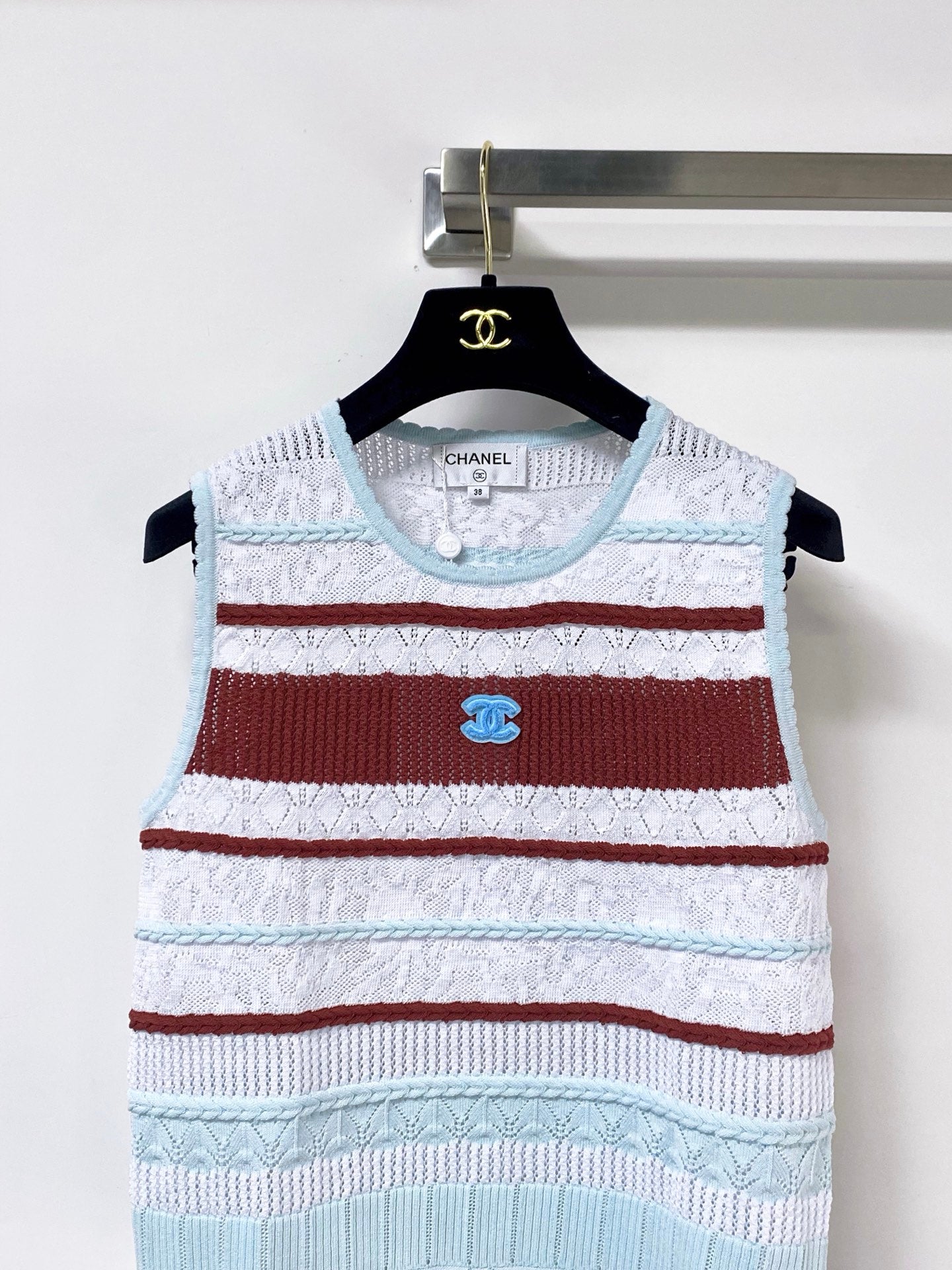 Chanel 2026 Striped Knit Vest Tencel 435140