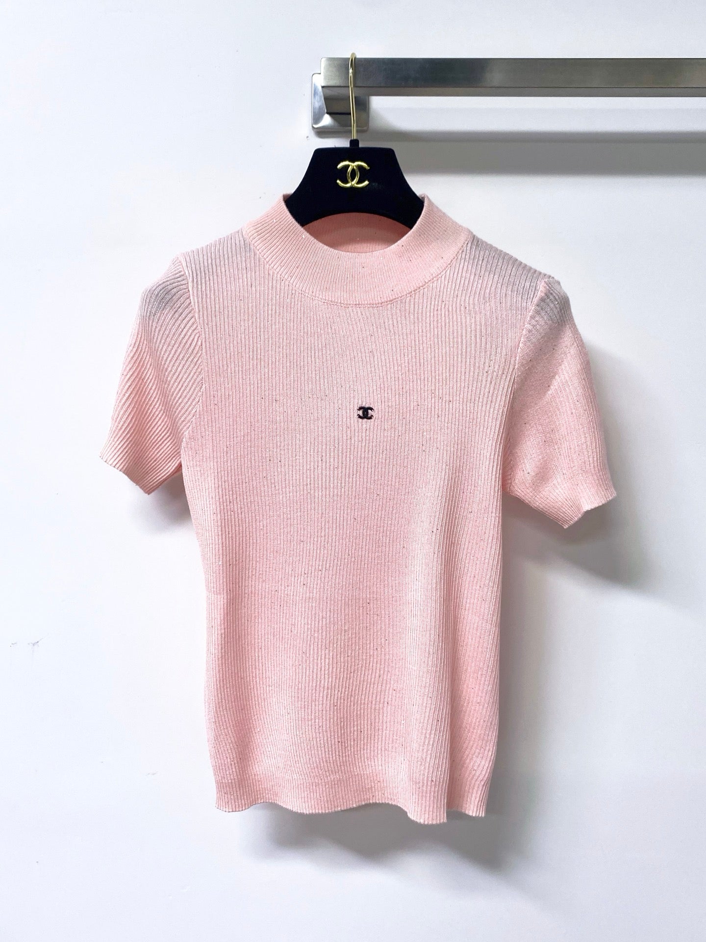 Chanel 2026 Short-Sleeved Shirt Glitter Detail Tencel 439810