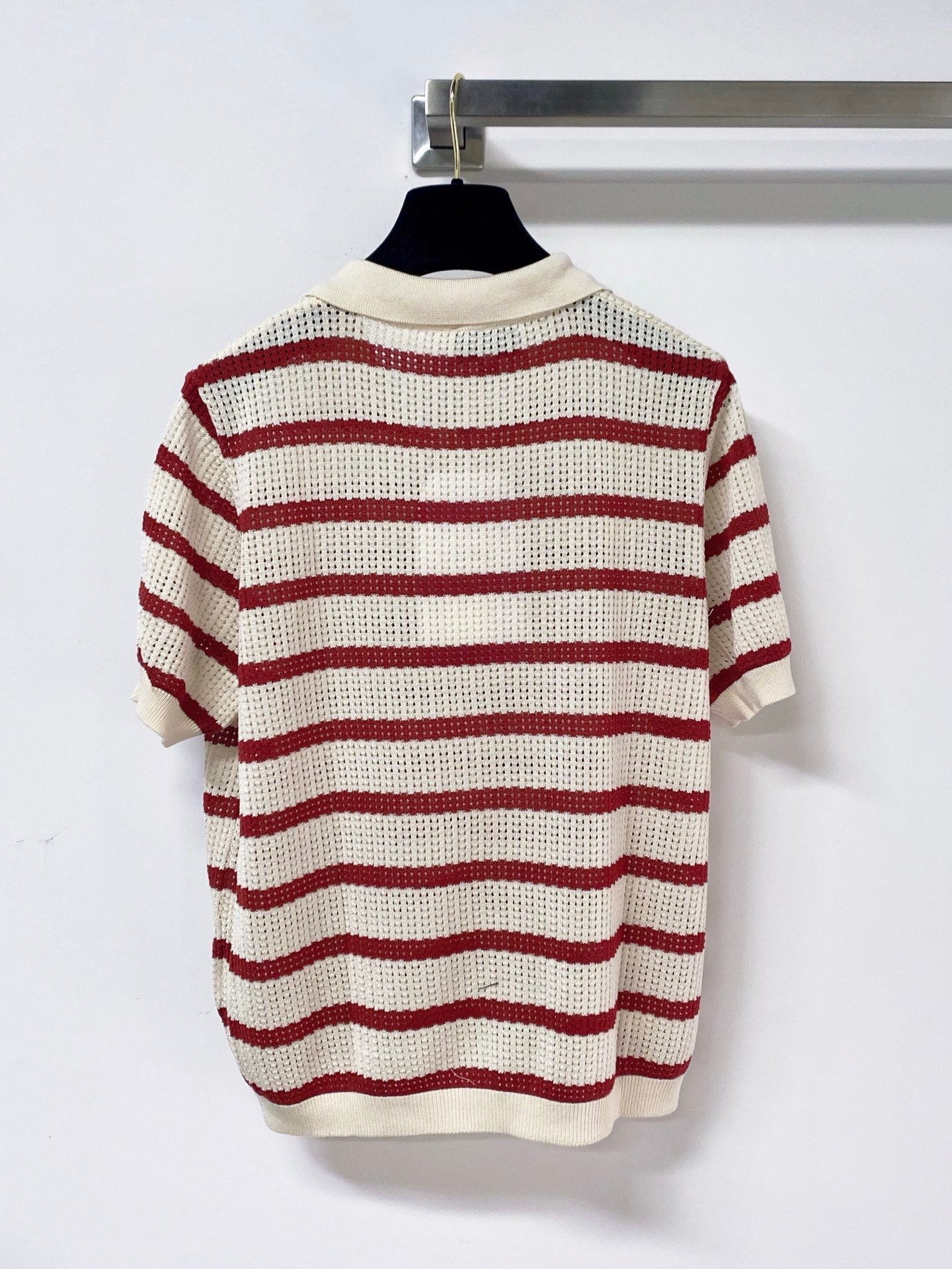 Chanel 2026 Striped Knit Polo Shirt Laine Wool 442989