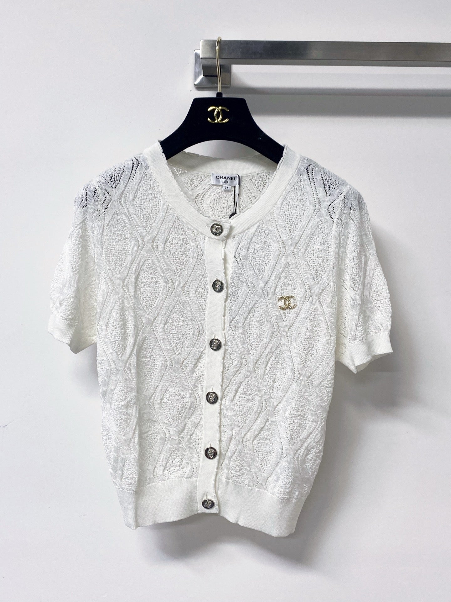 Chanel 2026 Pointelle Knit Cardigan Tencel 459058